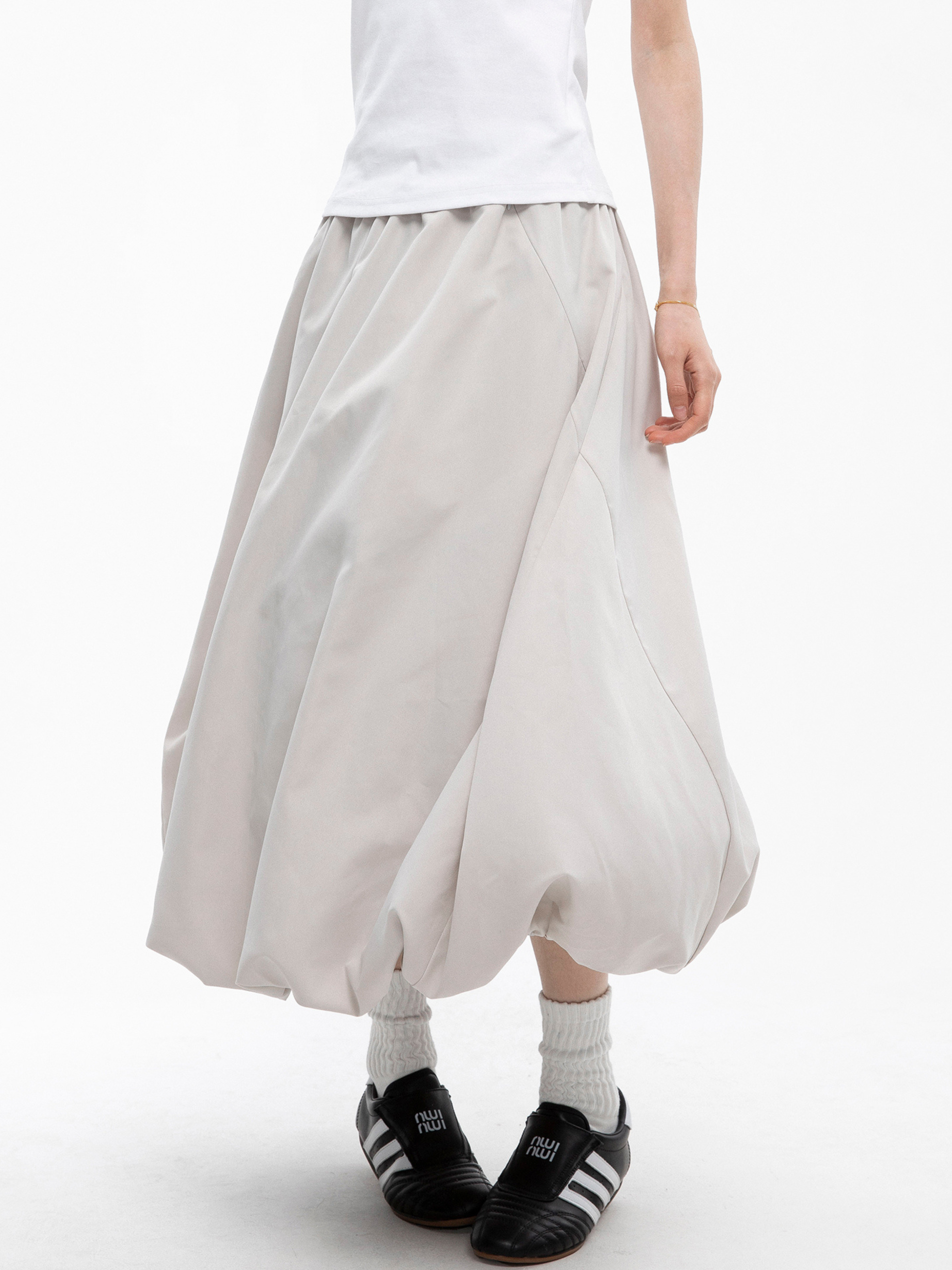 Crestline - Women's Asymmetric Design Bubble Midi Skirt