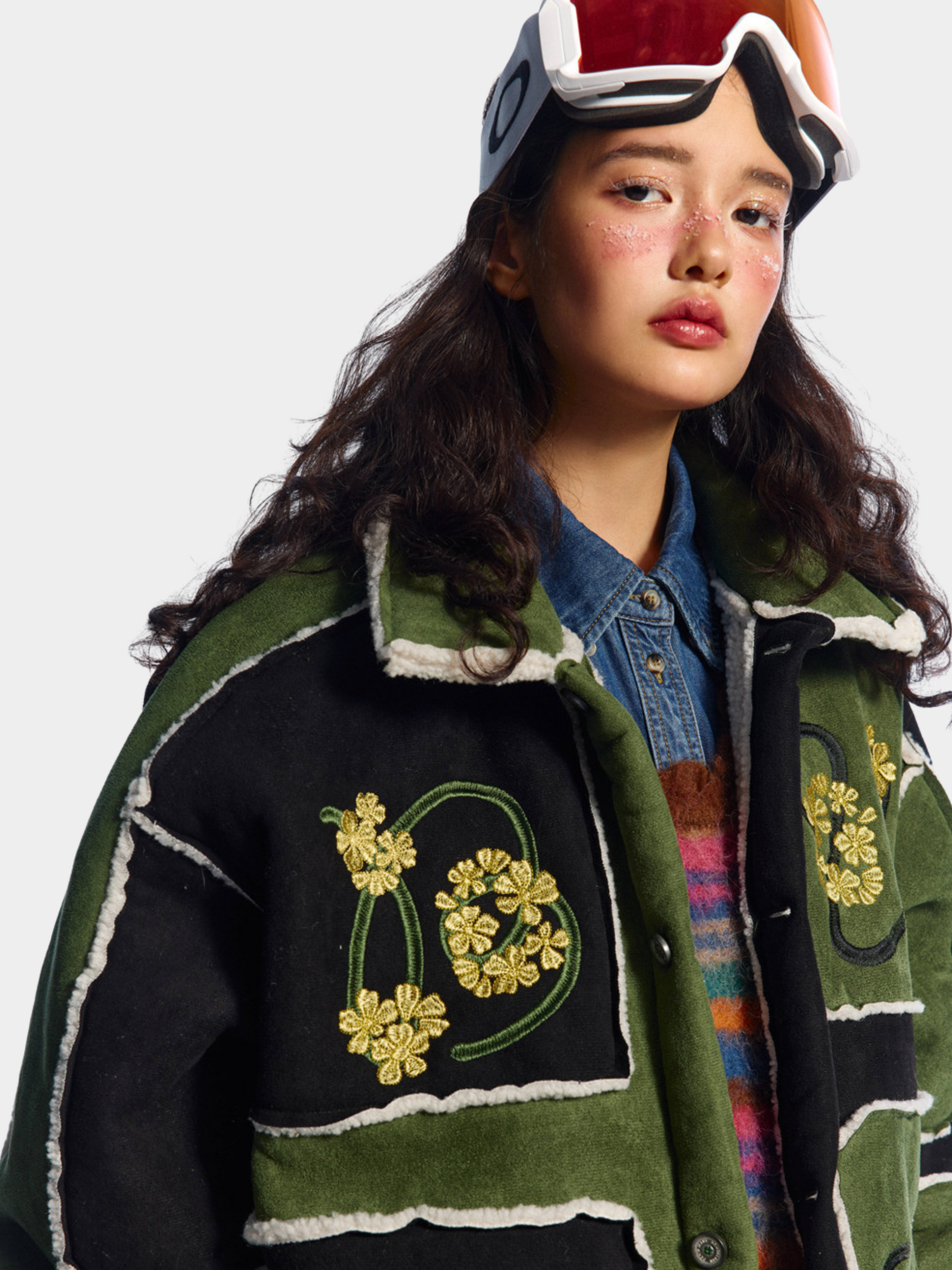 Boulderlight - Women's Floral Embroidered Sherpa Patchwork Jacket GONGGAR SPORTS