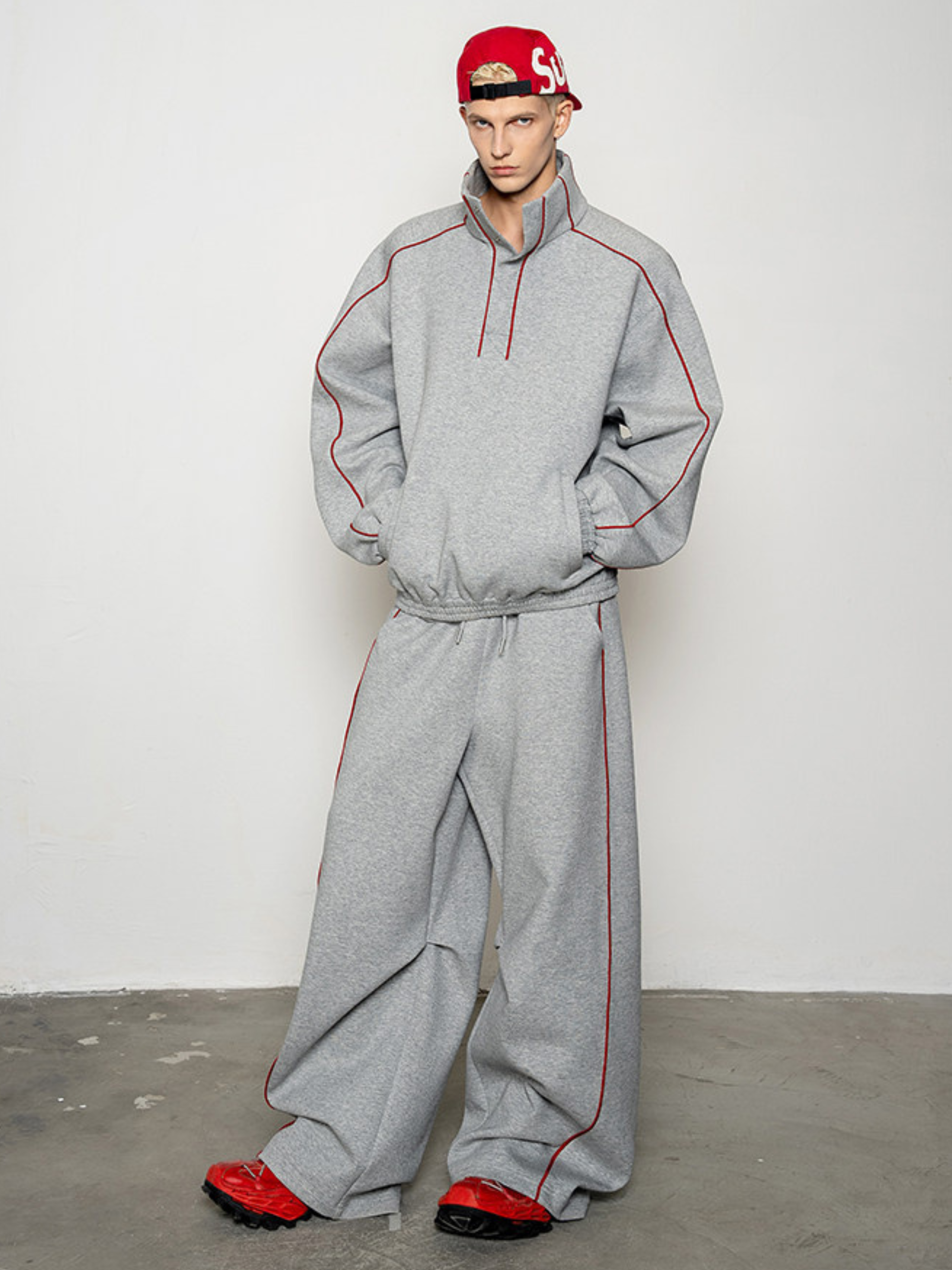 Emberthrone - Men's High-Neck Sweatshirt & Curved-Leg Jogger Set