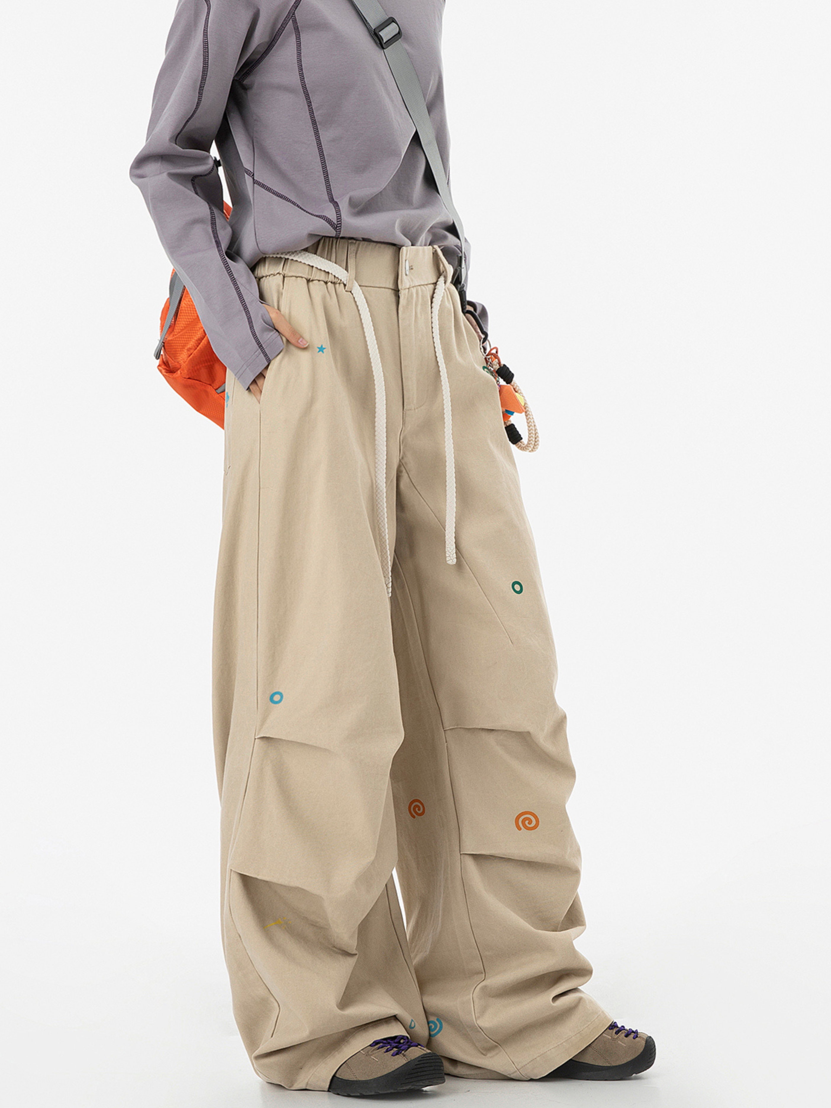 FrostTop - Women's Pure Cotton Straight-Leg Curved Pleat Paratrooper Pants