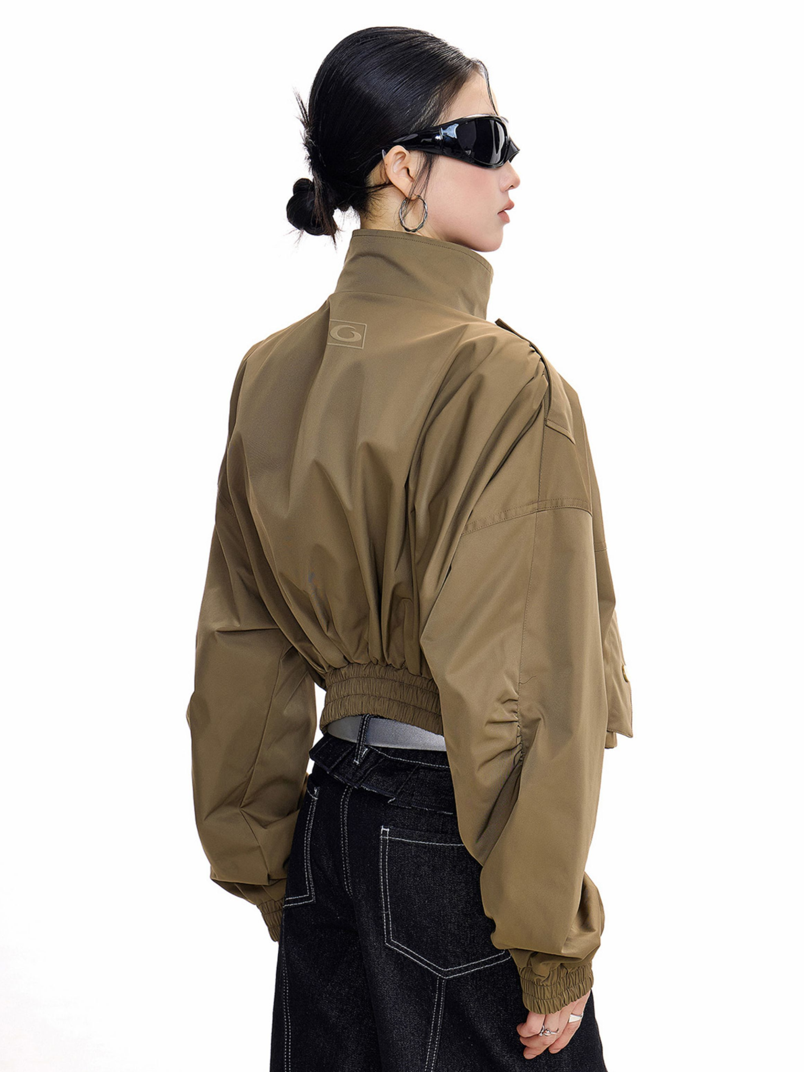 StoneCrate - Women's Stand Collar Short Utility Jacket