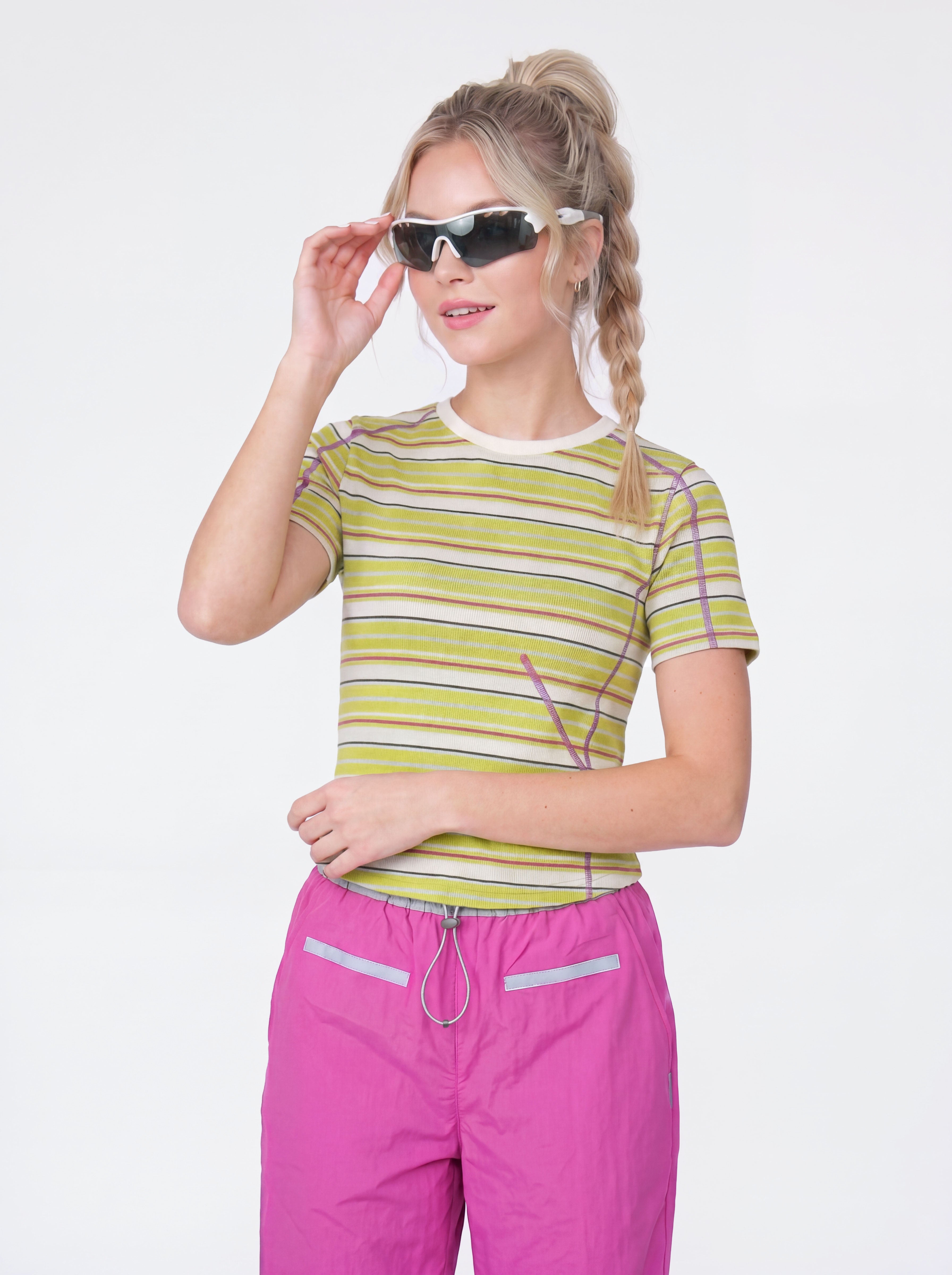 Alpenglow - Women's Breathable Quick-Dry Color-Block Stripe T-Shirt
