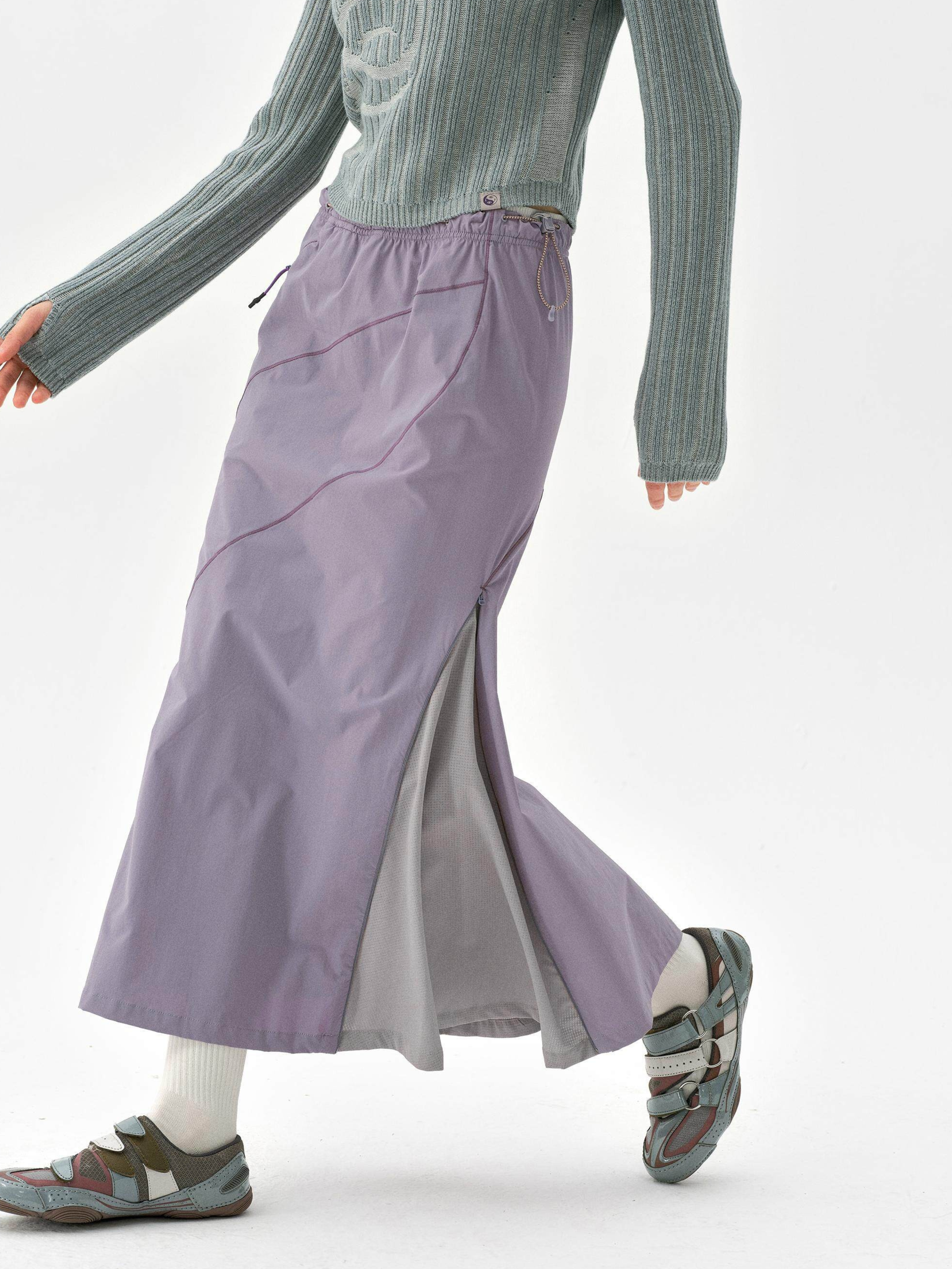 Dunewake - Women's Panelled Drawstring Waist Midi Skirt