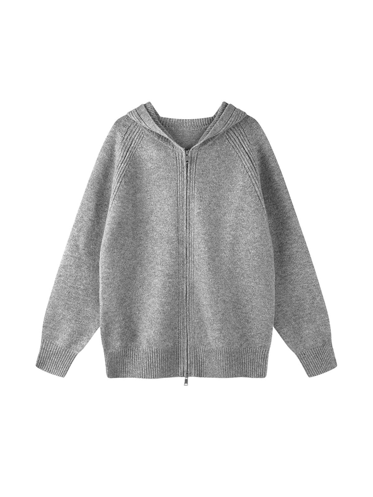 FrostDen - Unisex Wool-Blend Double-Zip Hooded Sweater