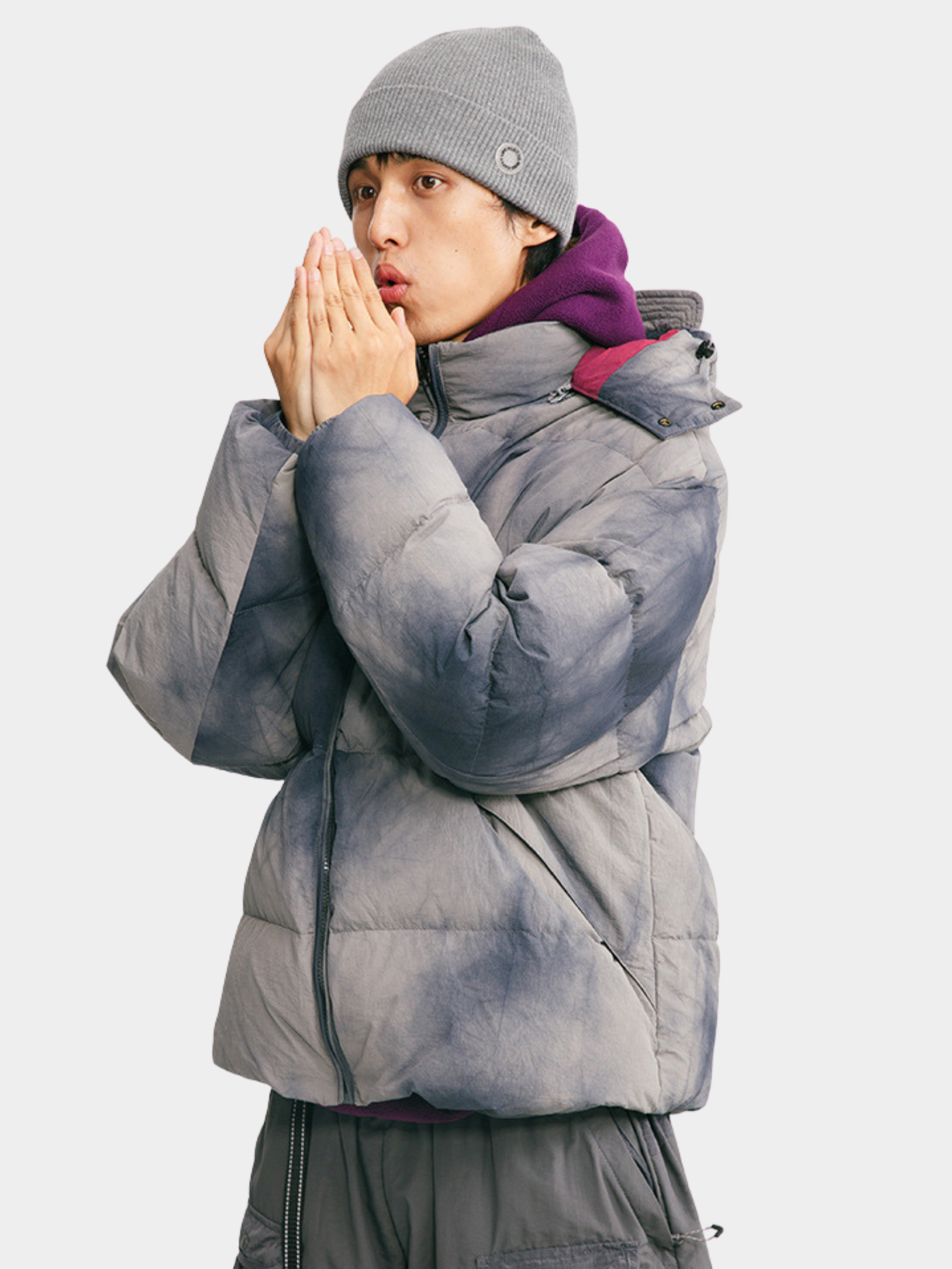 BluffTrail - Unisex 90% White Duck Down Tie-dye Detachable Hood Down Jacket GONGGAR SPORTS