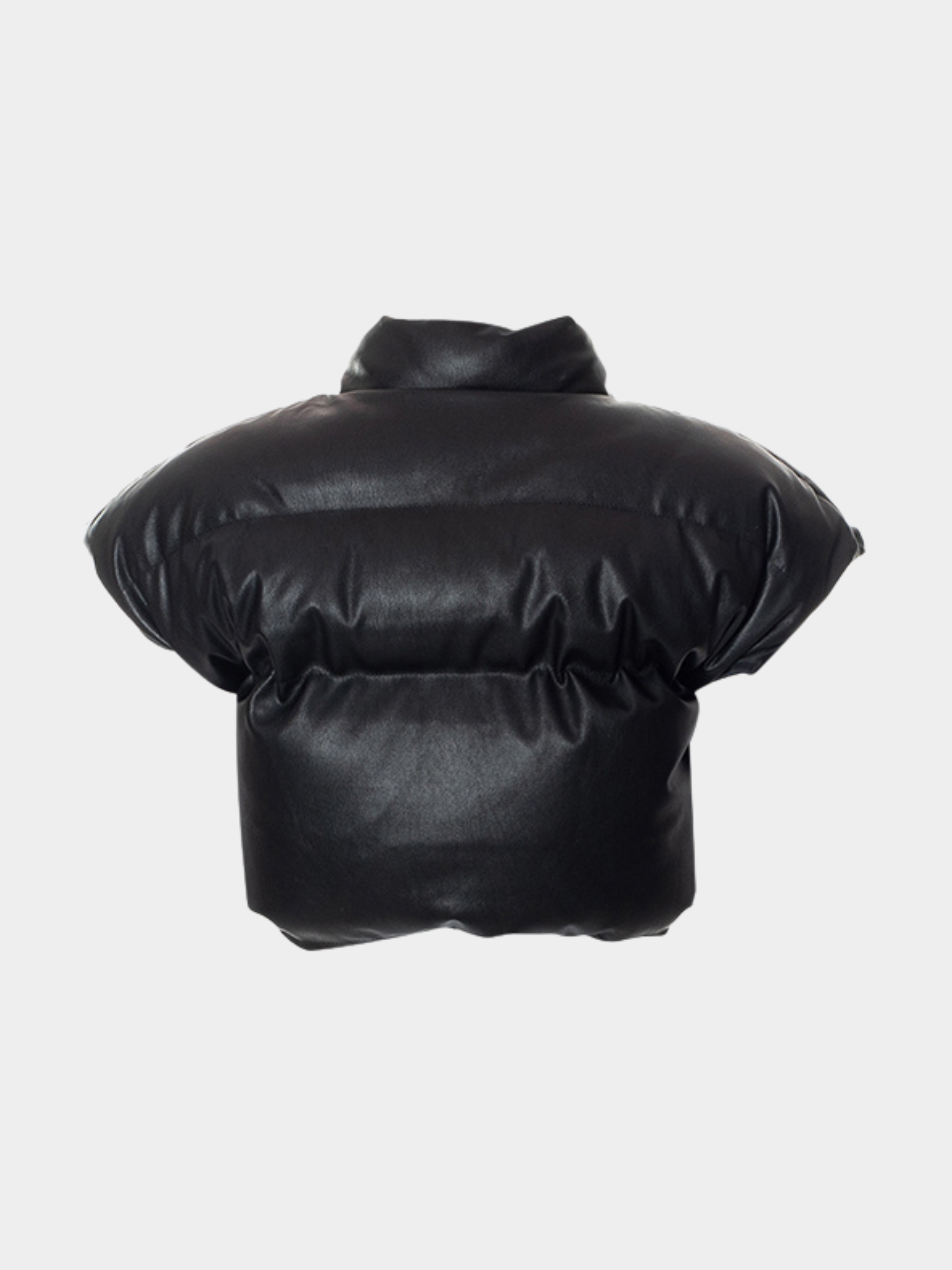 Snowscape - Women's Duck Down Padded Leather-Look Stand Collar Vest
