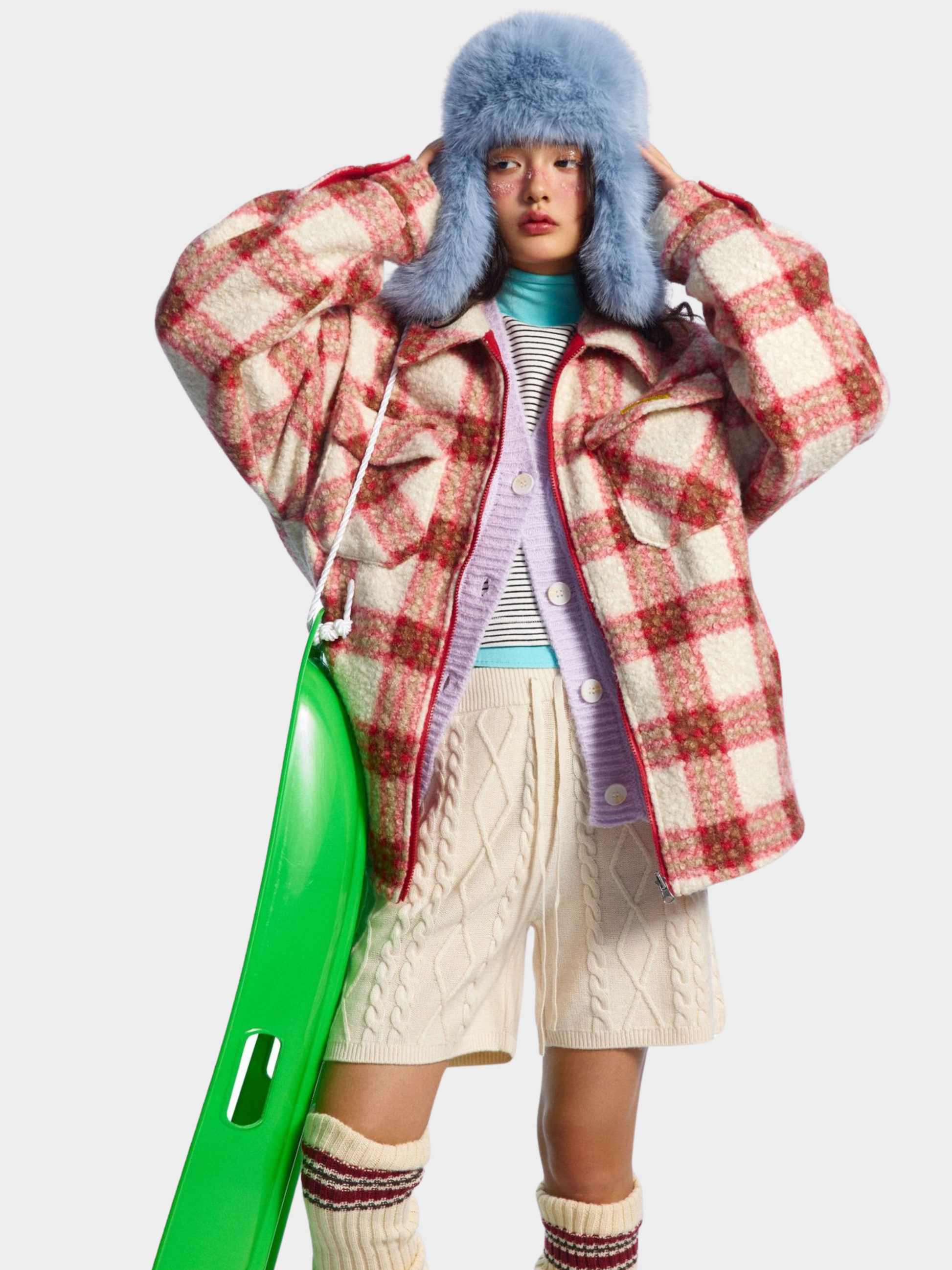 BluffScope - Women's Plaid & Fleece Reversible Sherpa Winter Jacket GONGGAR SPORTS
