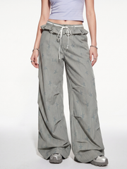 LineStar - Women's Striped Star Print Quick-Dry Parachute Pants