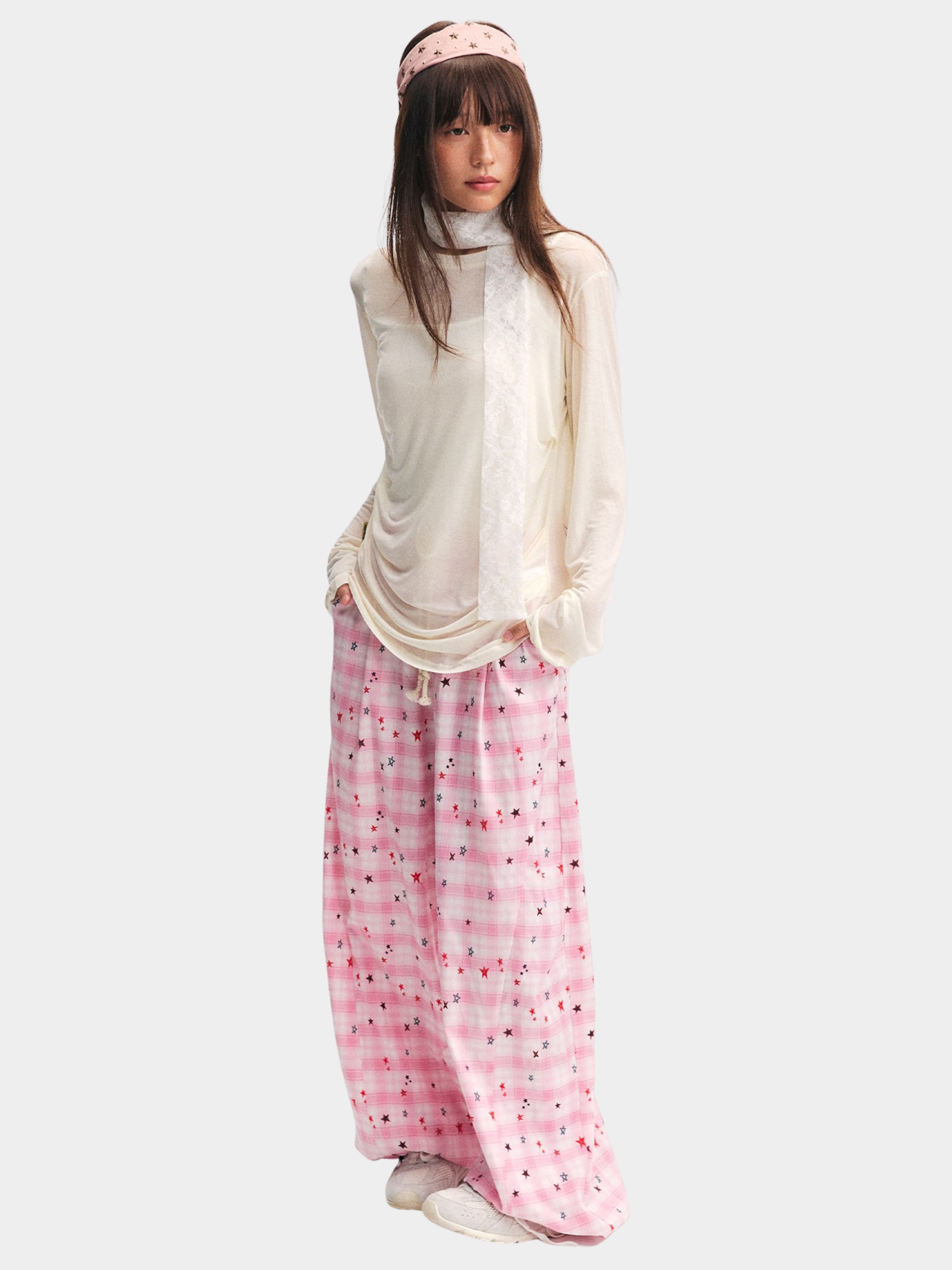 Ashbase - Women's Lightweight Lyocell Star Print Long Sleeve Top