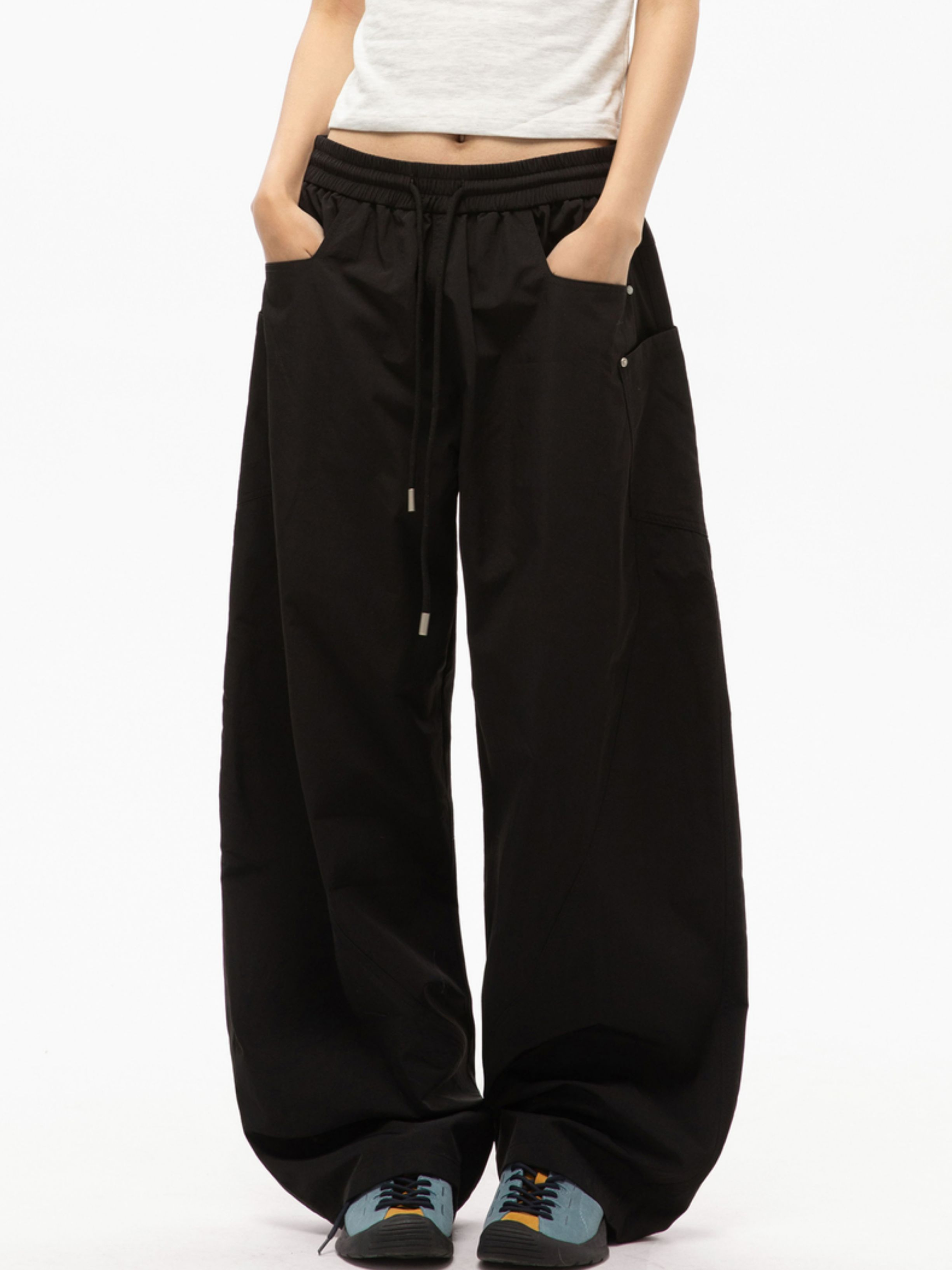 FrostEdge - Unisex Draped Relaxed Straight-Leg Casual Pants
