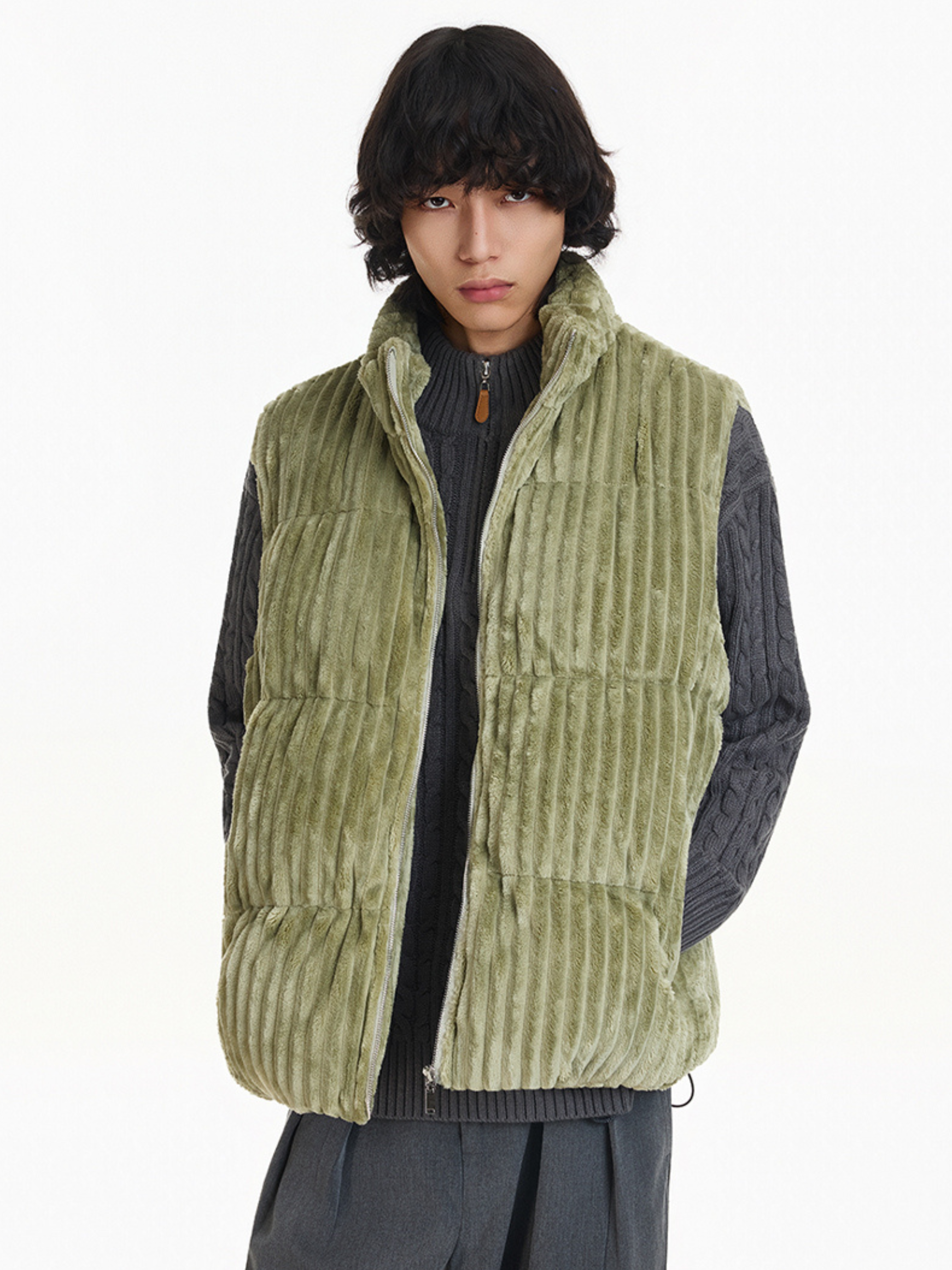 Ember - Unisex Corduroy Stand-Collar Padded Vest