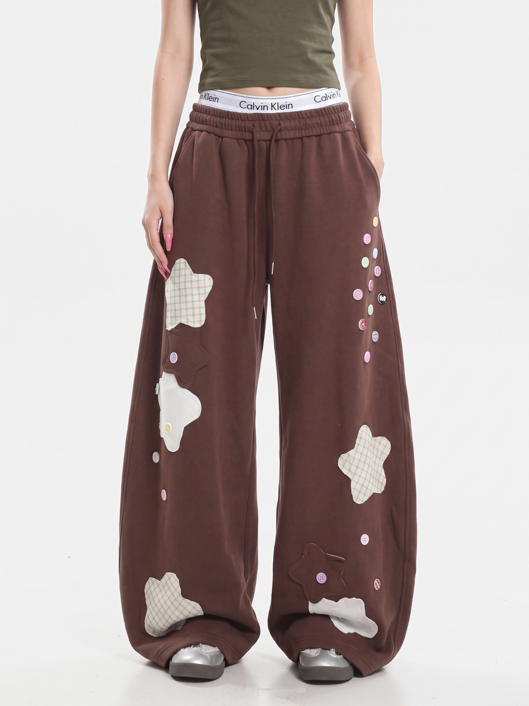 Radiance - Women's Star Patch Embroidered Relaxed Pants