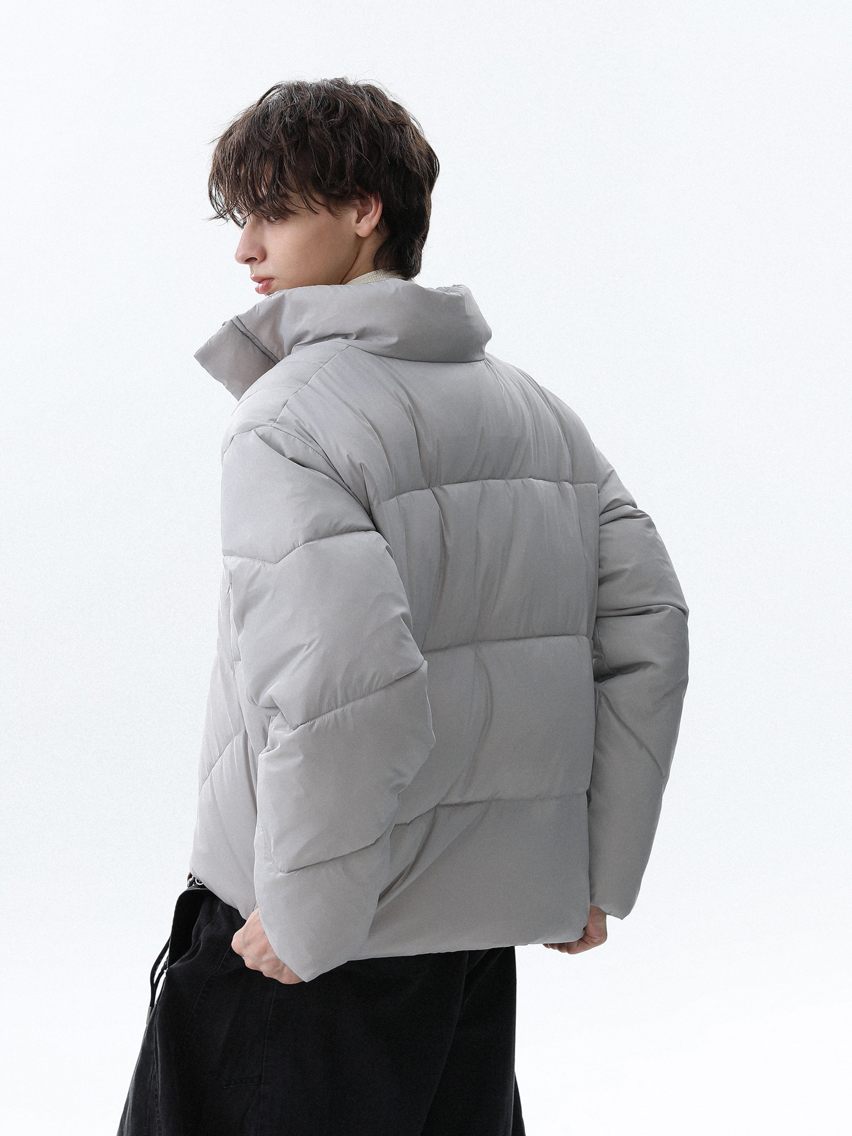 Summitline - Unisex Solid Color Stand Collar Quilted Padded Jacket