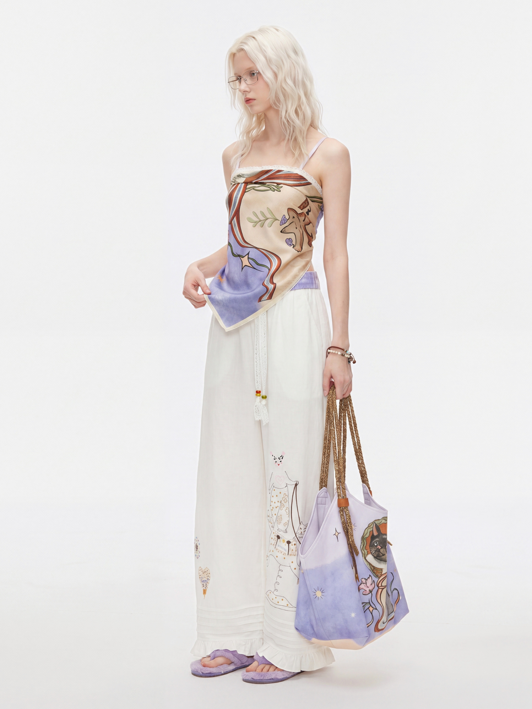 TutuTwirl - Cat Garden Print Satin Headscarf