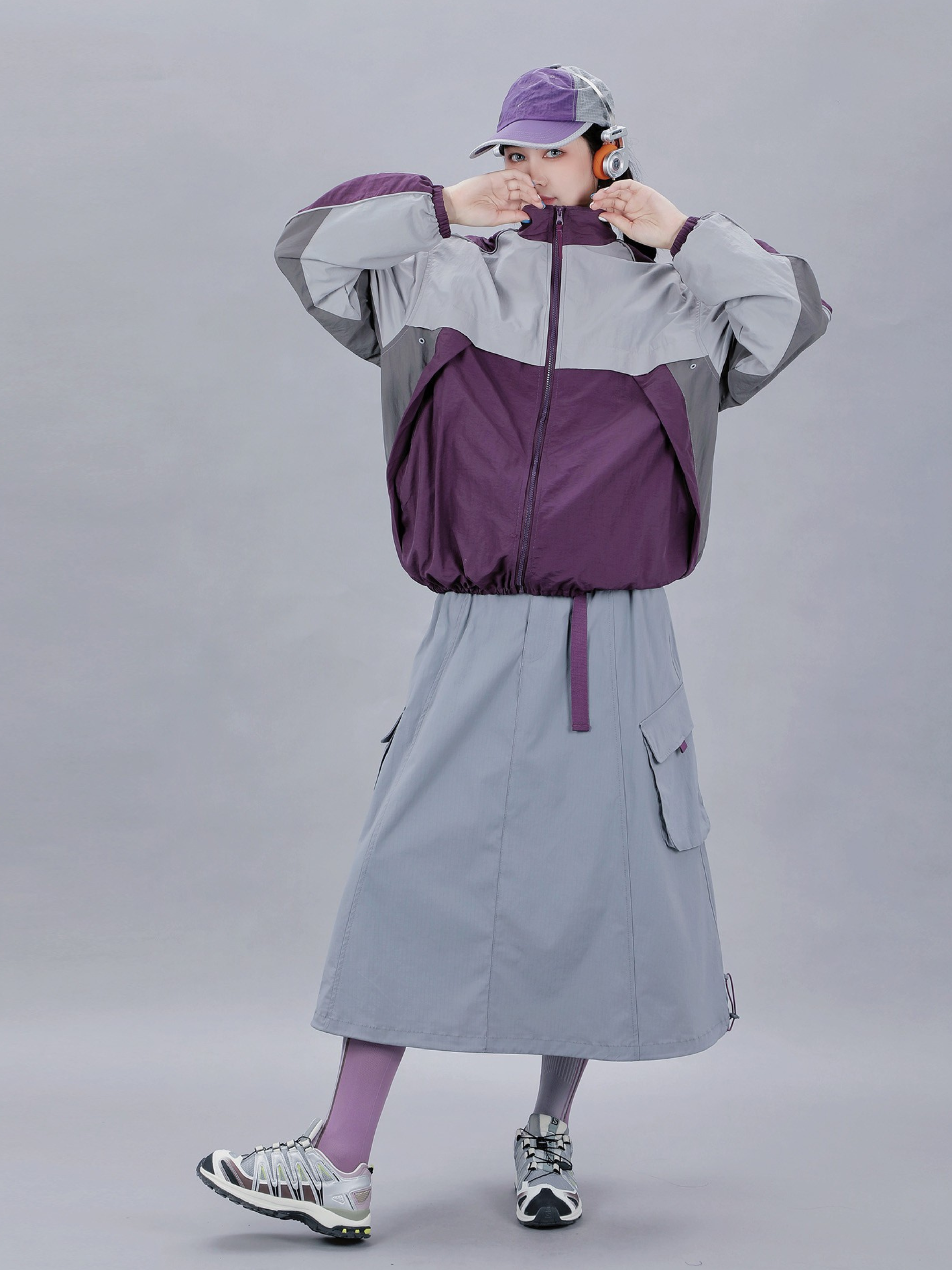 Venturer - Women's Colorblock Stand Collar Windbreaker Jacket