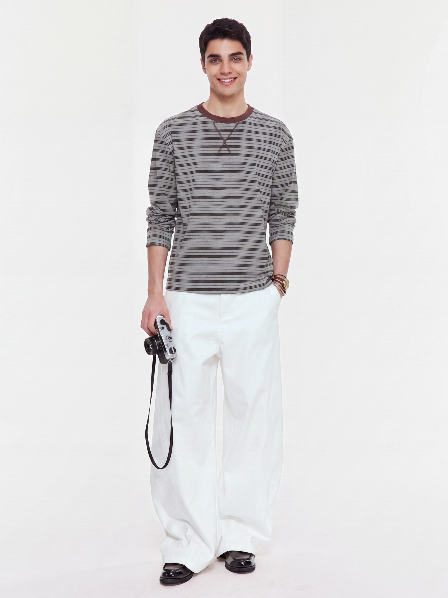 LineVeil - Unisex Contrast Stripe Layering Long Sleeve Top