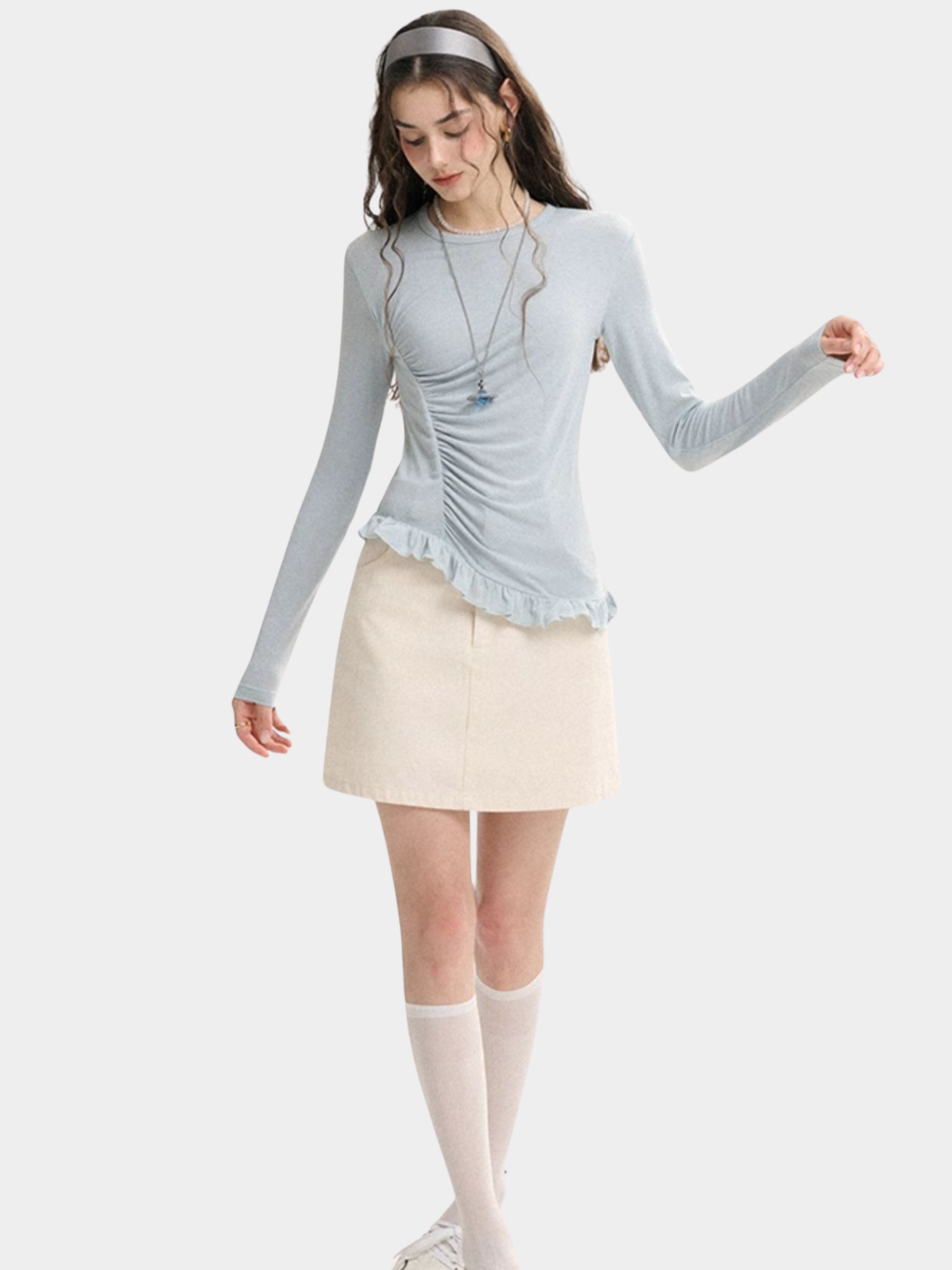 Ashbite - Women's French Ruffle Trim Base Layer Top