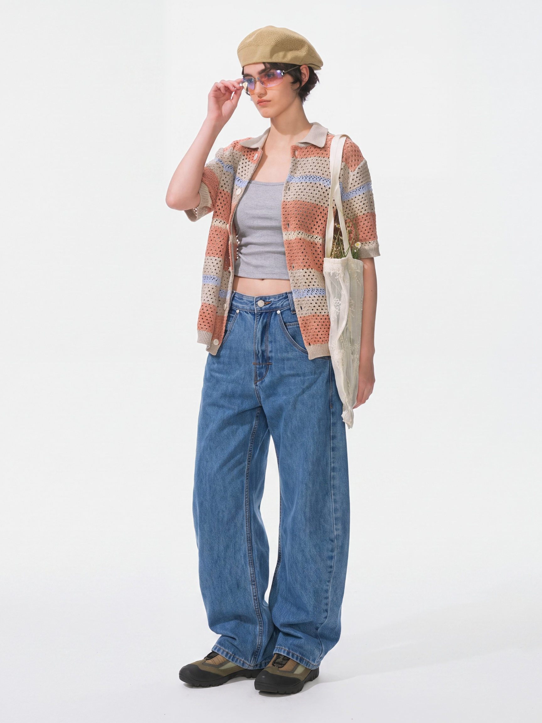 FadeTrail - Washed Soft & Breathable Cotton Curved-Leg Jeans