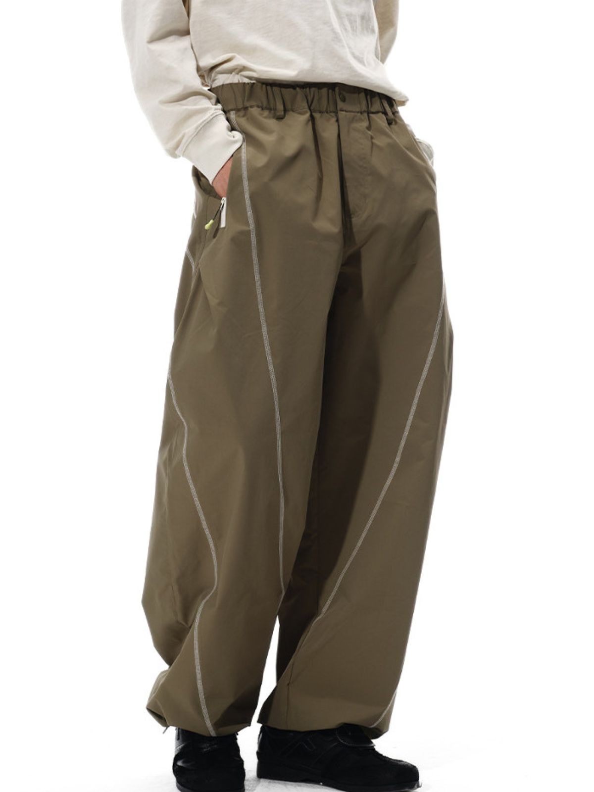 Cavefault - Water-Repellent Color-Block Curved-Leg Pants