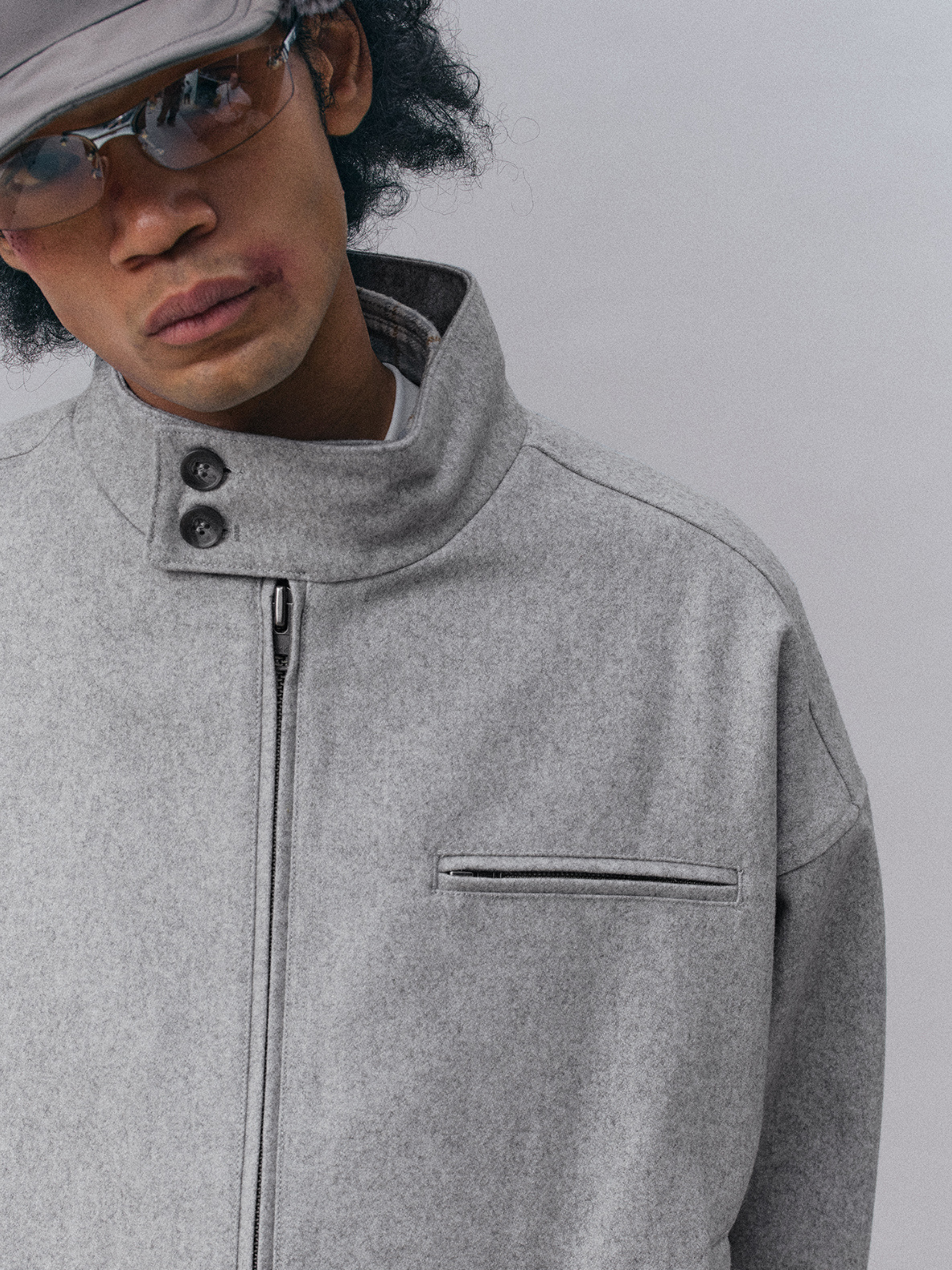 Moonreach - Men's Double-Button Stand-Collar Harrington Jacket