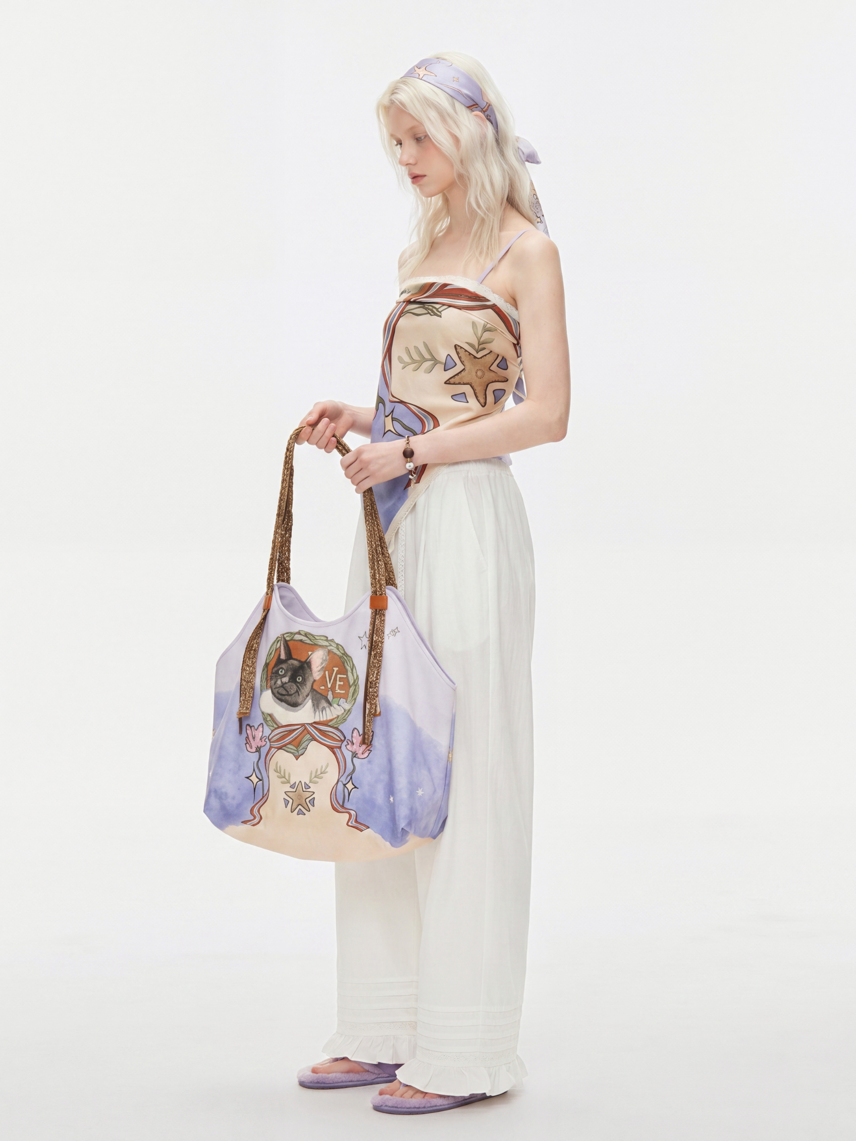 TutuTwirl - Cat Garden Print Satin Headscarf