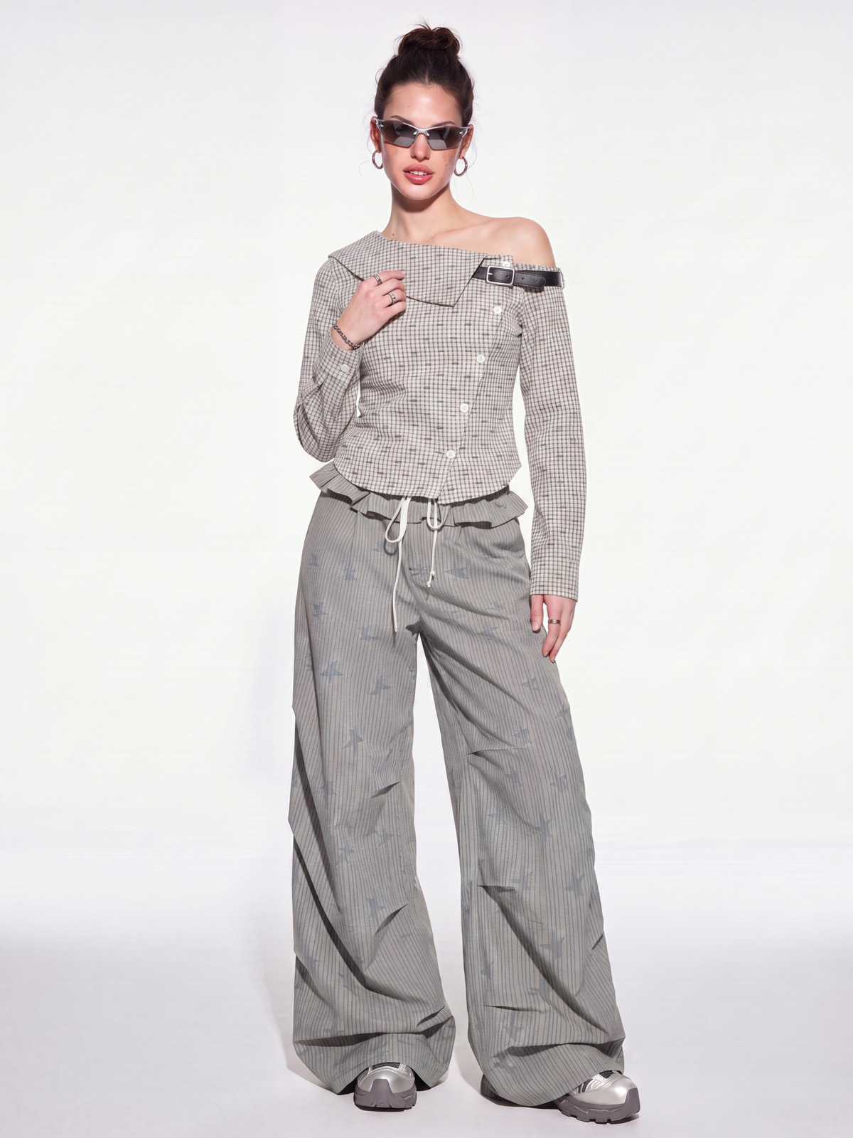 LineStar - Women's Striped Star Print Quick-Dry Parachute Pants