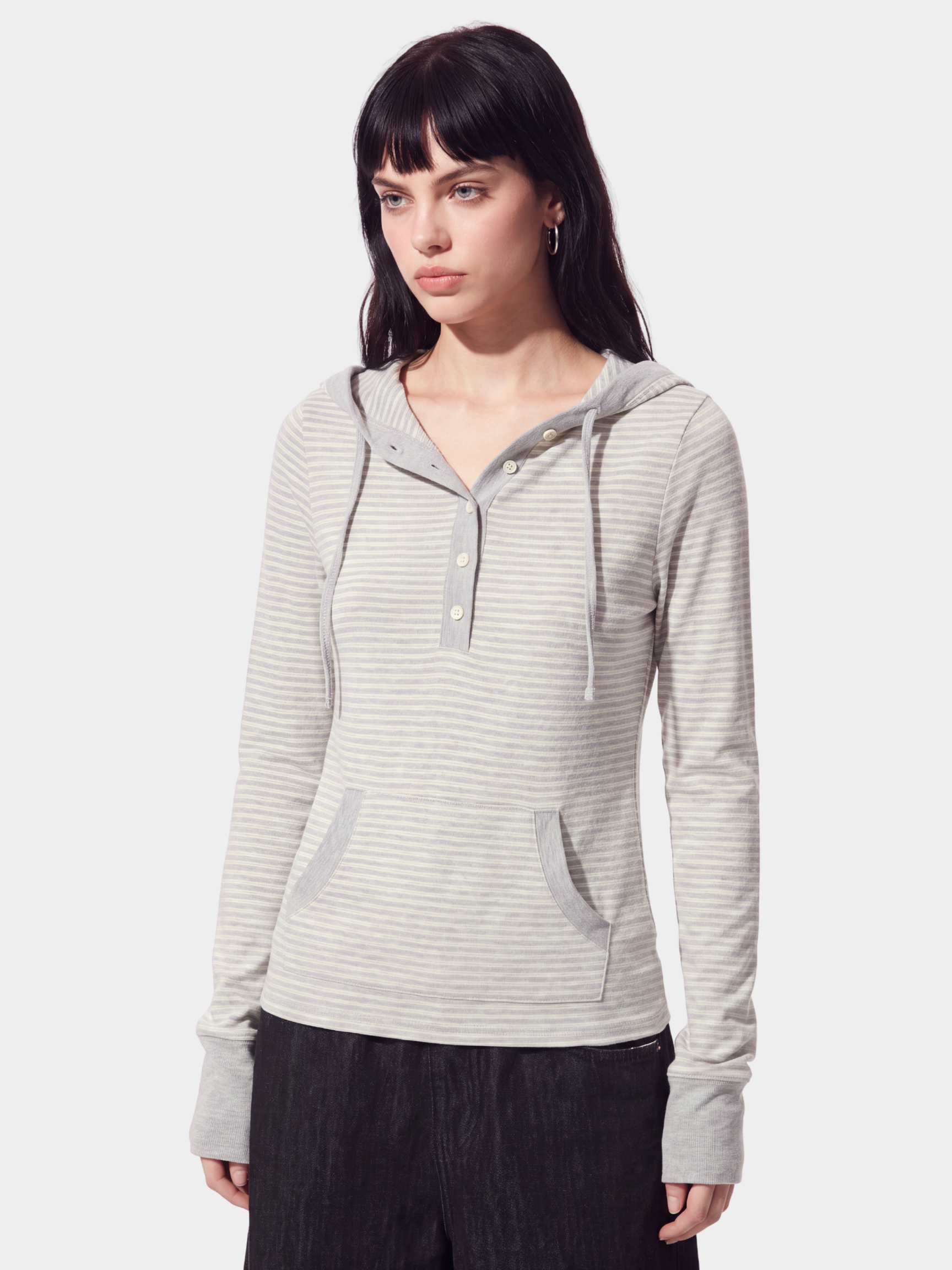 SlimDrift - Women's Striped Slim-Fit Hooded Long Sleeve T-Shirt