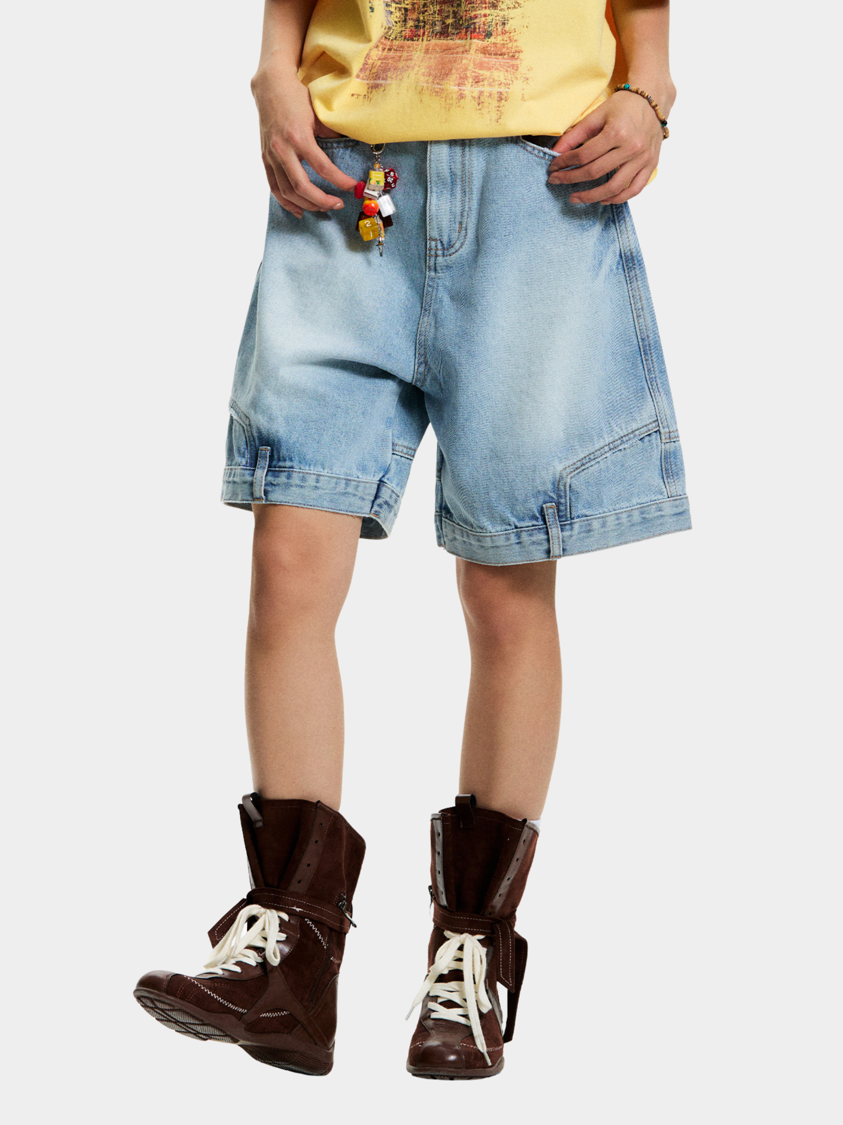 BaseLamp - Men's Upside-Down Reversible Denim Shorts
