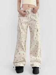 WolfCase - Women's Bear Print Drawstring Cargo Pants
