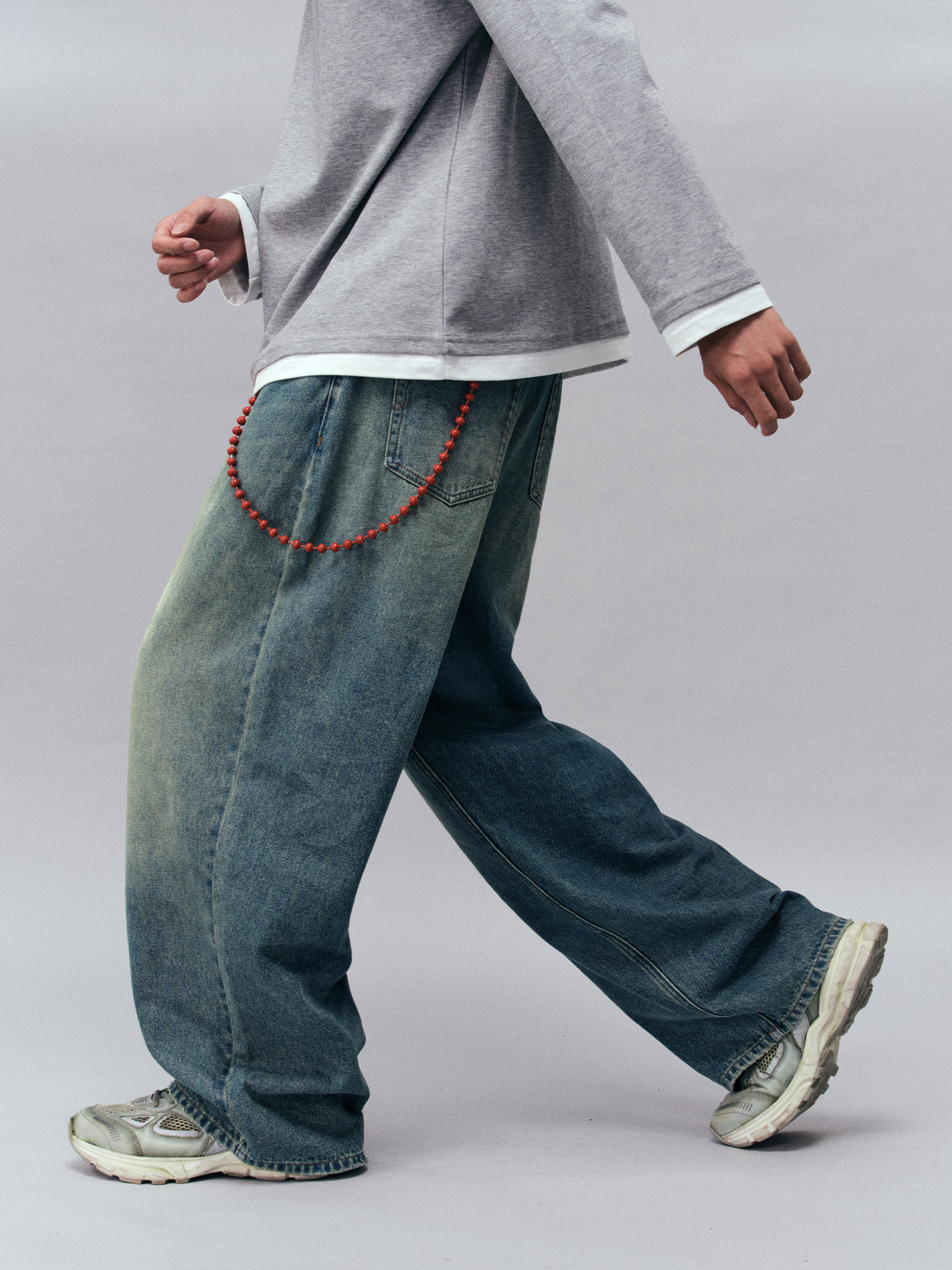 Tempestfire - Men's Washed Denim Wide-Leg Jeans