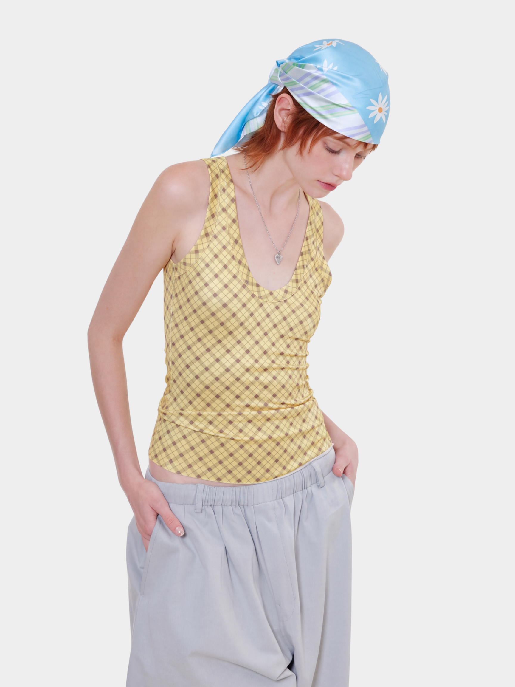 DaisyPale - Daisy Stripe Double-Sided Square Scarf