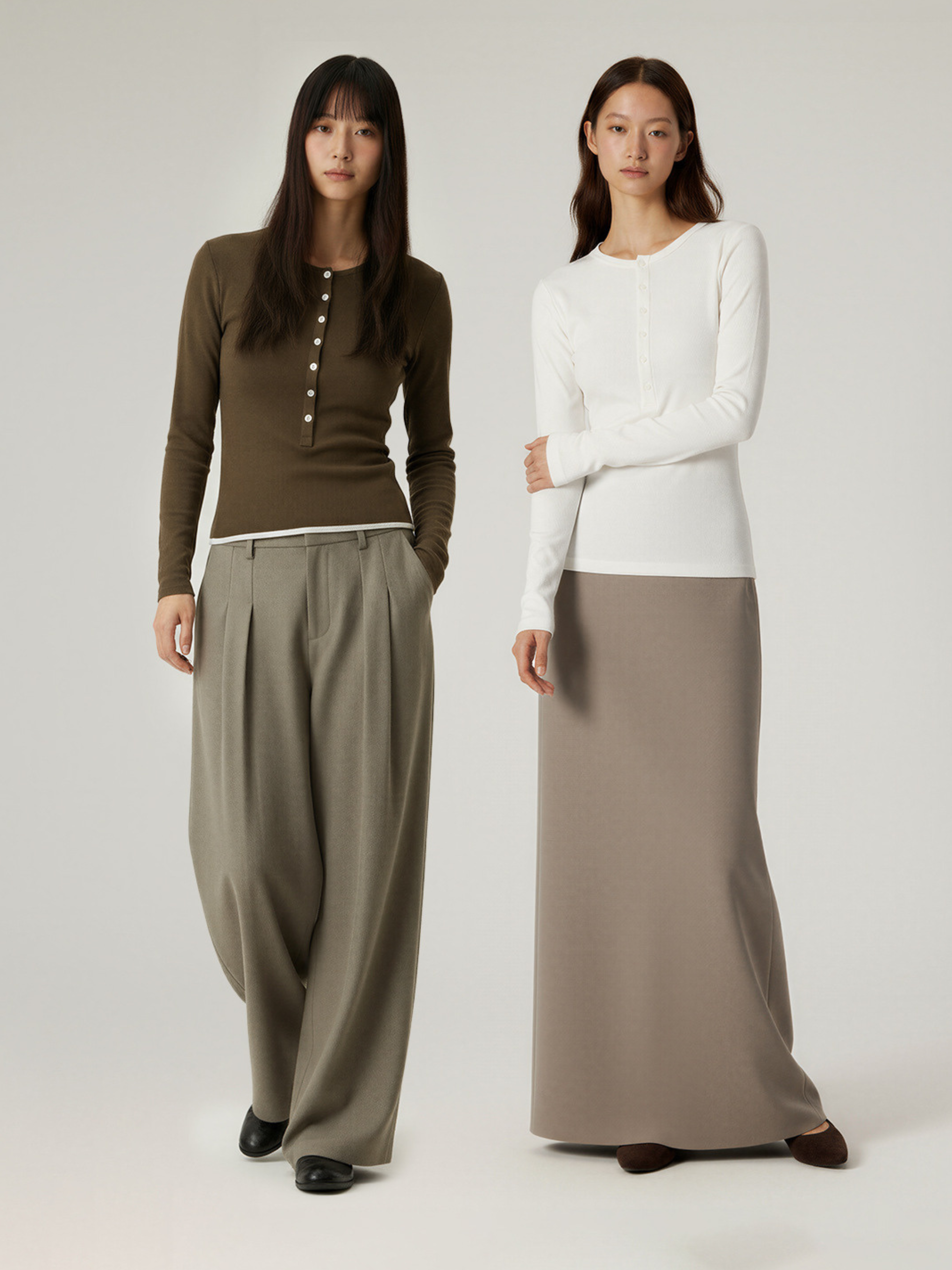 Echo - Women's TENCEL™ Henley Neck Slim-Fit Long Sleeve Tee