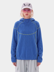 FlipHush - Unisex Textured Contrast-Stripe Hooded T-Shirt
