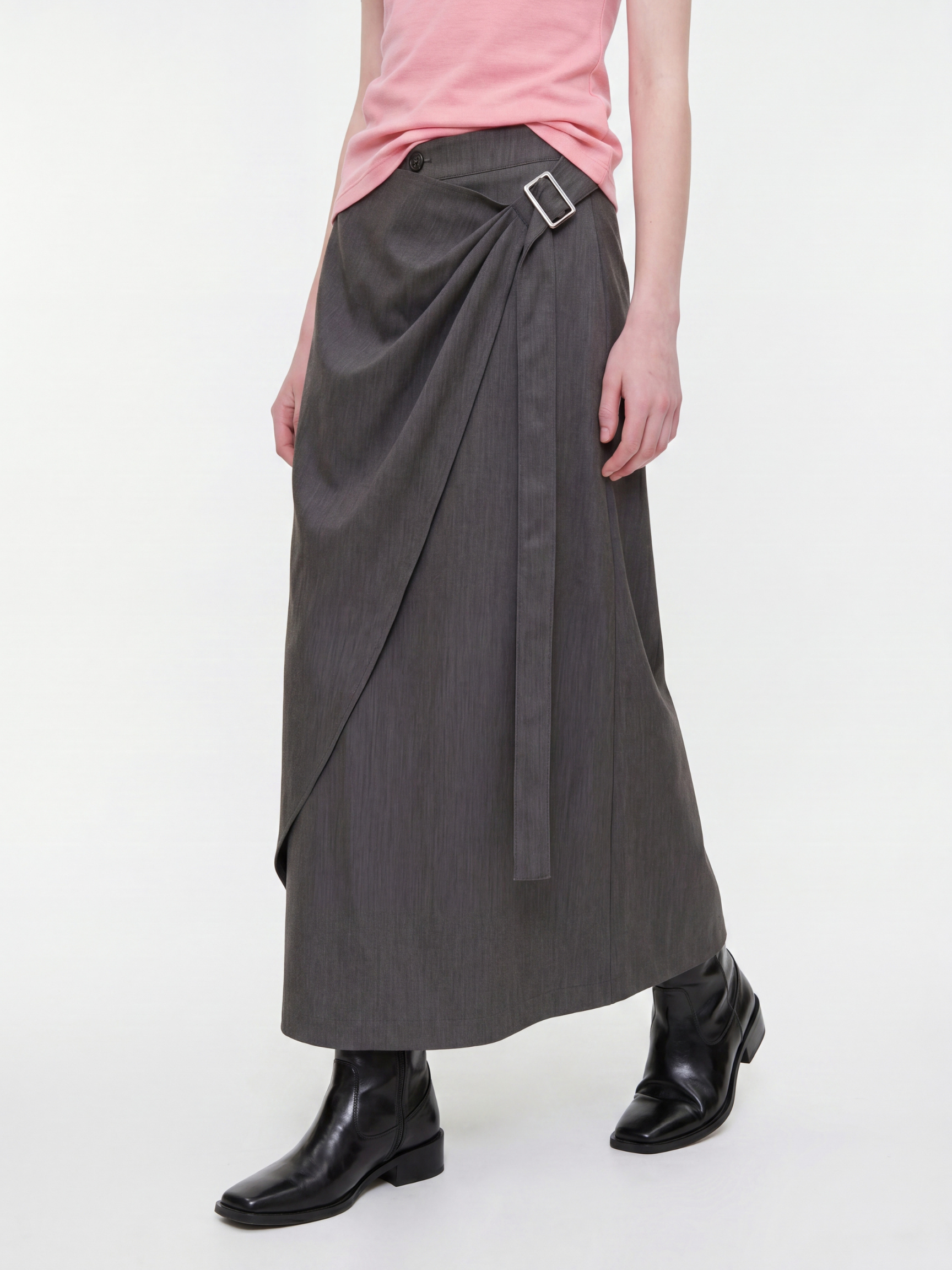 QuietFlow - Women's Adjustable Tie-Waist Linen-Look A-Line Maxi Skirt