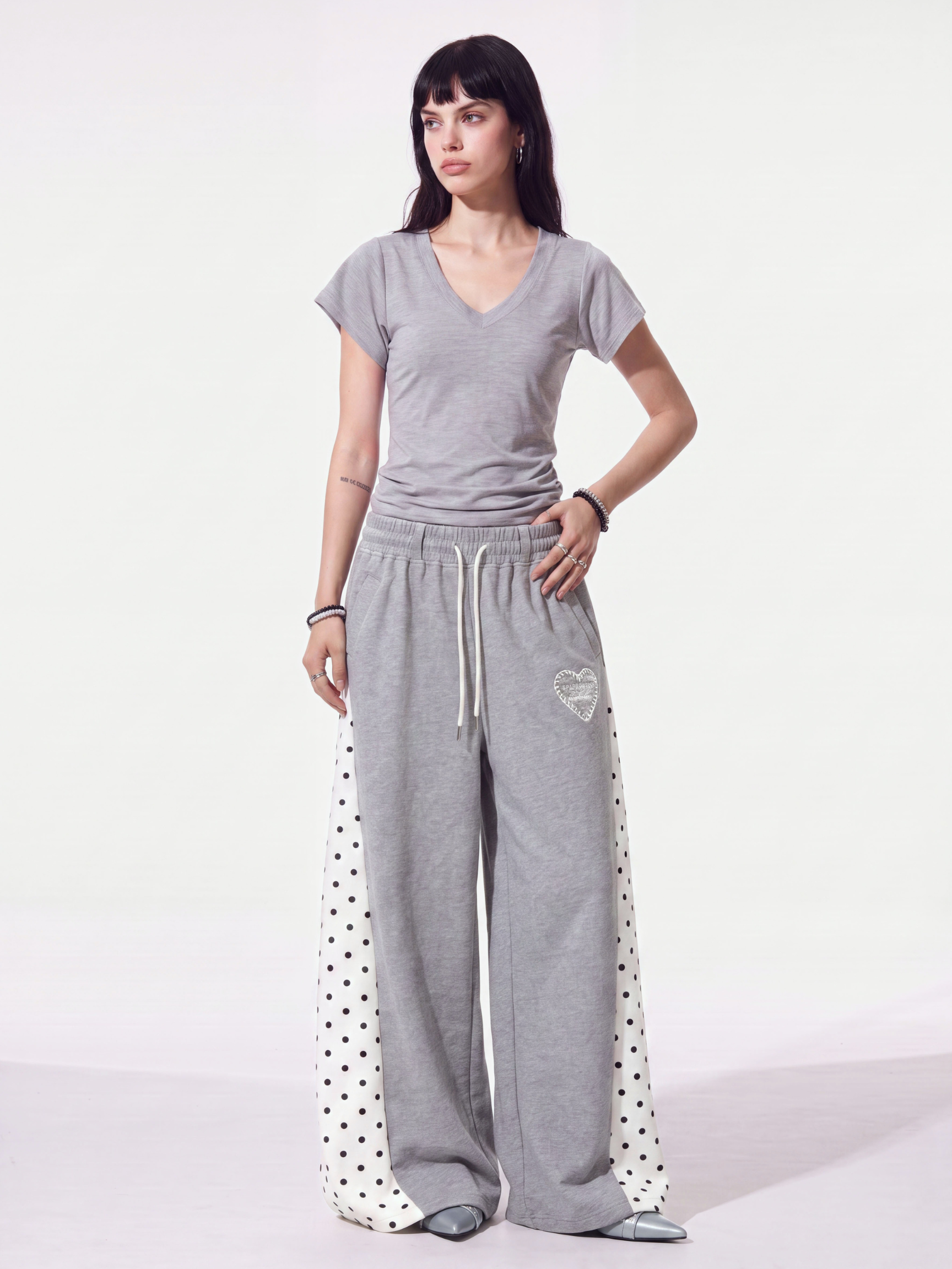 StrideDot - Women's Polka Dot Wide-Leg Sweatpants