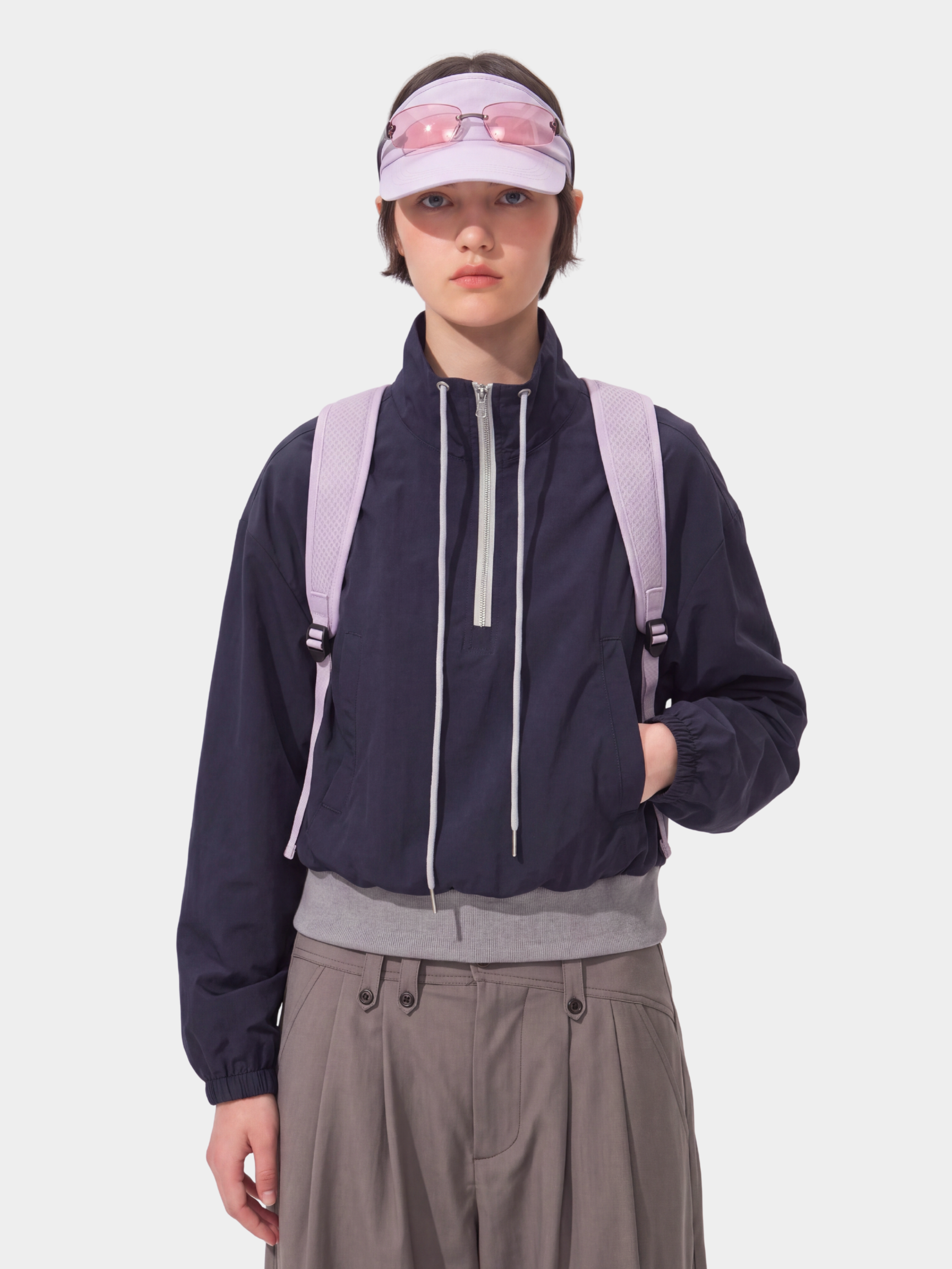 TuckDrift - Women's Cropped Stand Collar Half-Zip Jacket