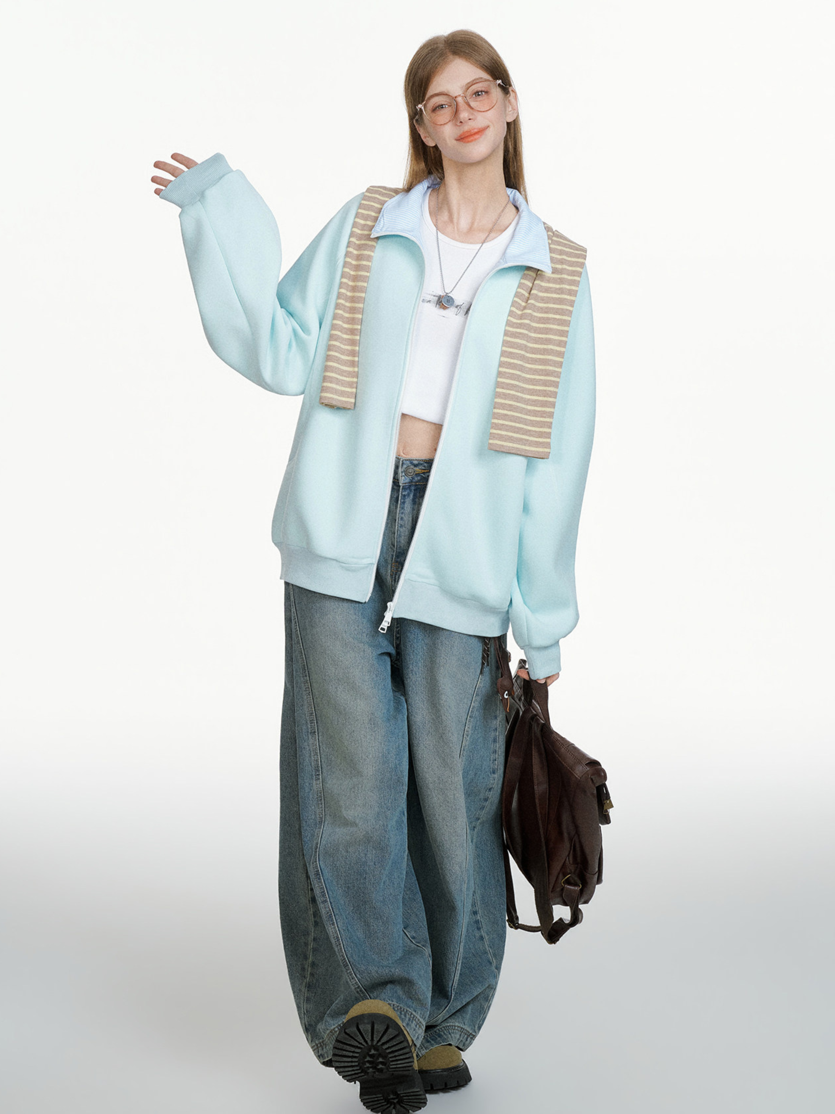 Cragzone - Women's Cotton-Blend Zip-Up Stand-Collar Jacket –