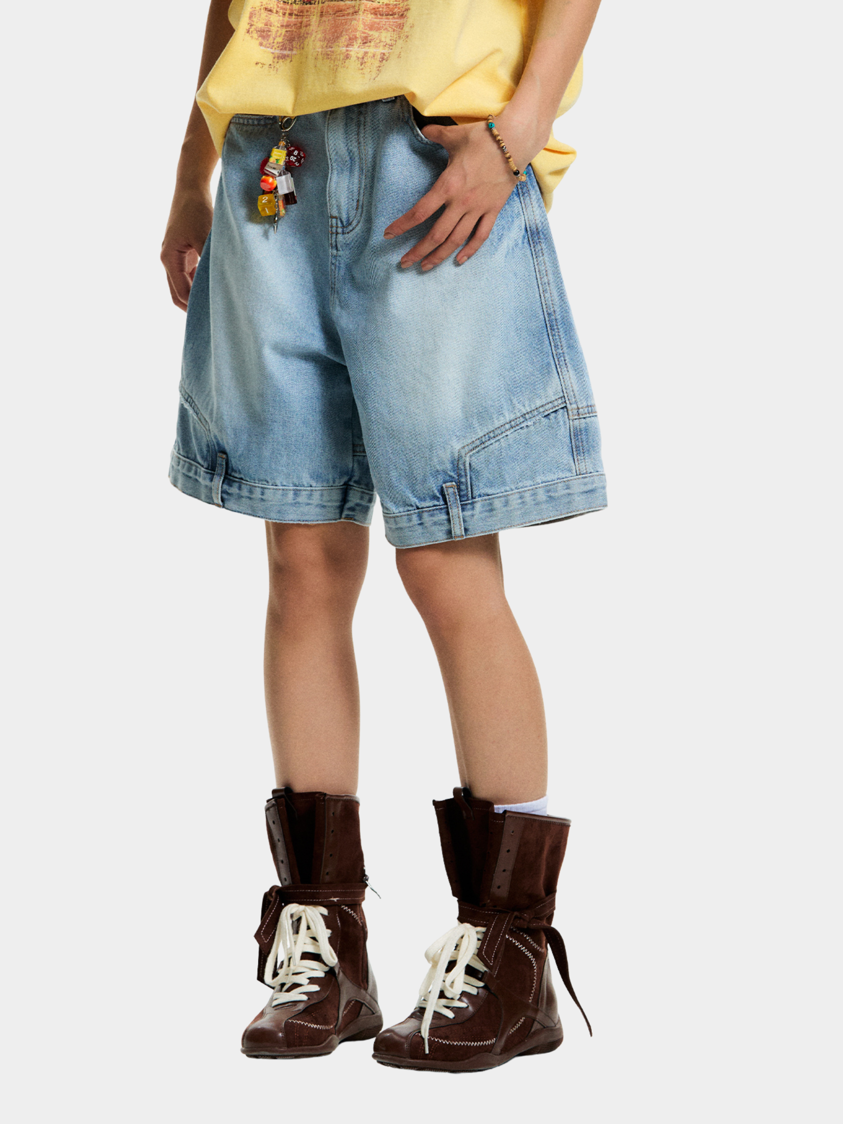 BaseLamp - Men's Upside-Down Reversible Denim Shorts