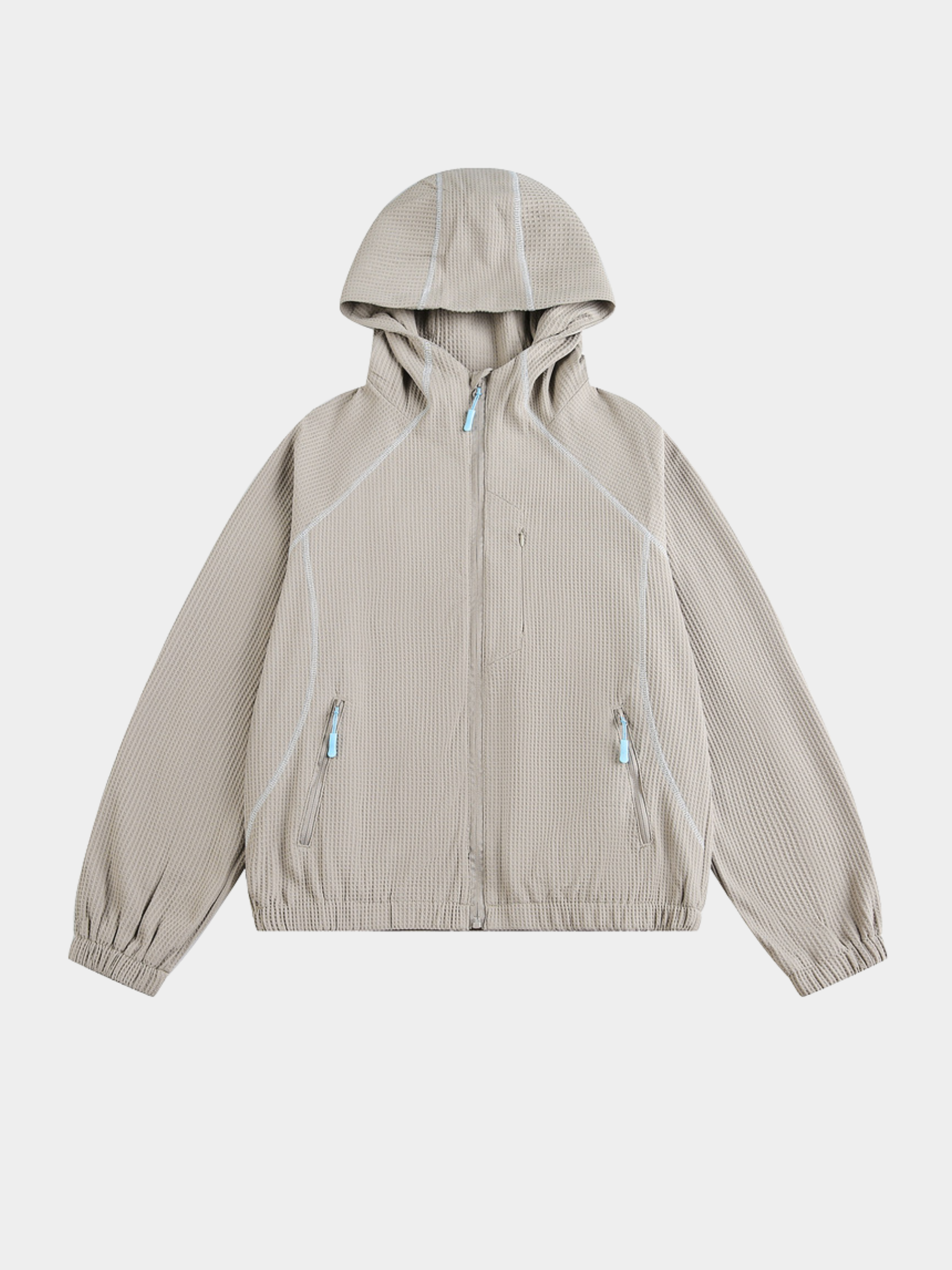 SplitVeil - Unisex Waffle Texture Contrast Stitch Zip-Up Jacket