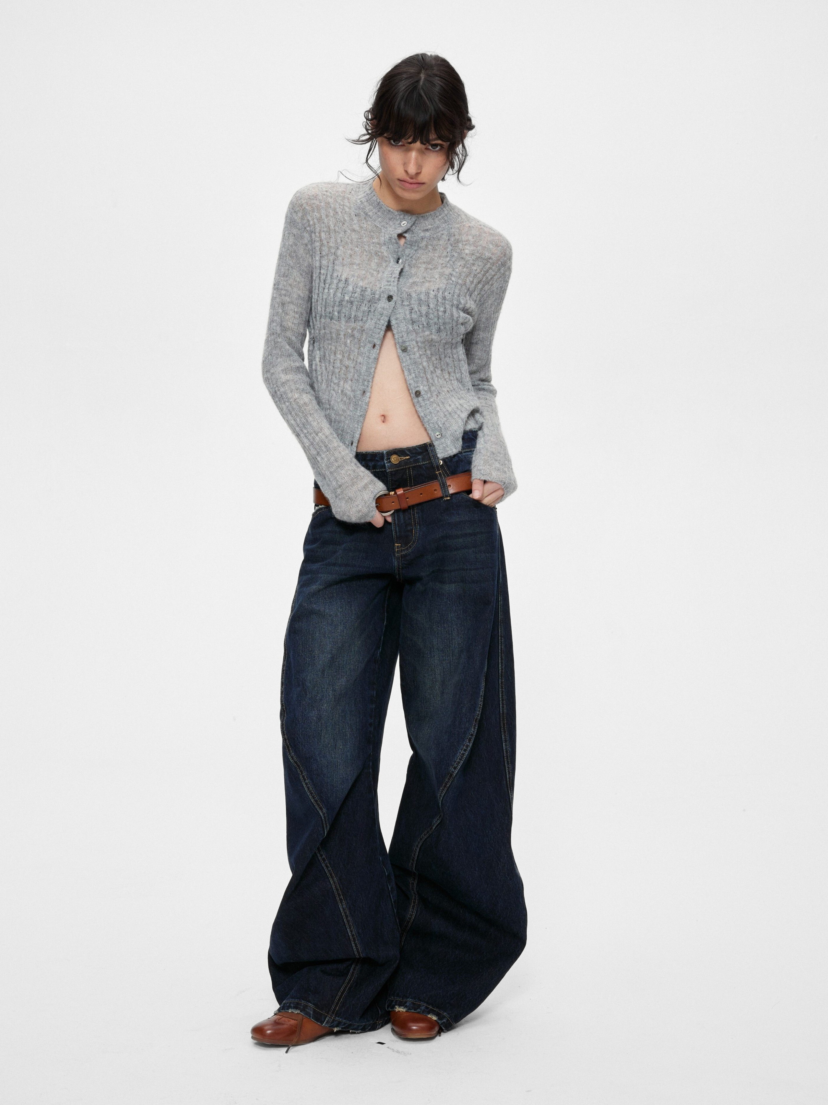 Ashglow - Women's Wool-Mohair Blend Buttoned Sweater