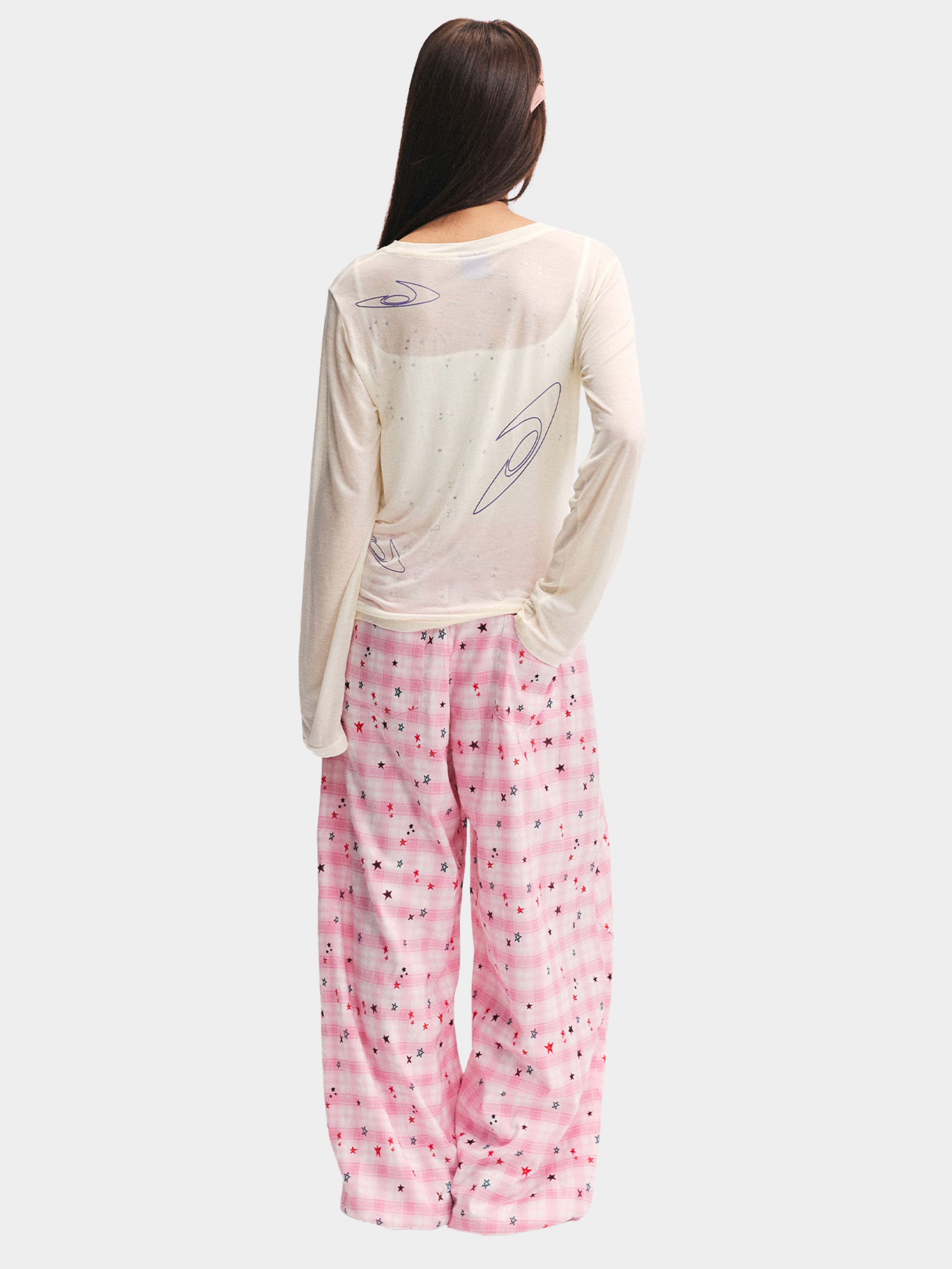 Ashbase - Women's Lightweight Lyocell Star Print Long Sleeve Top