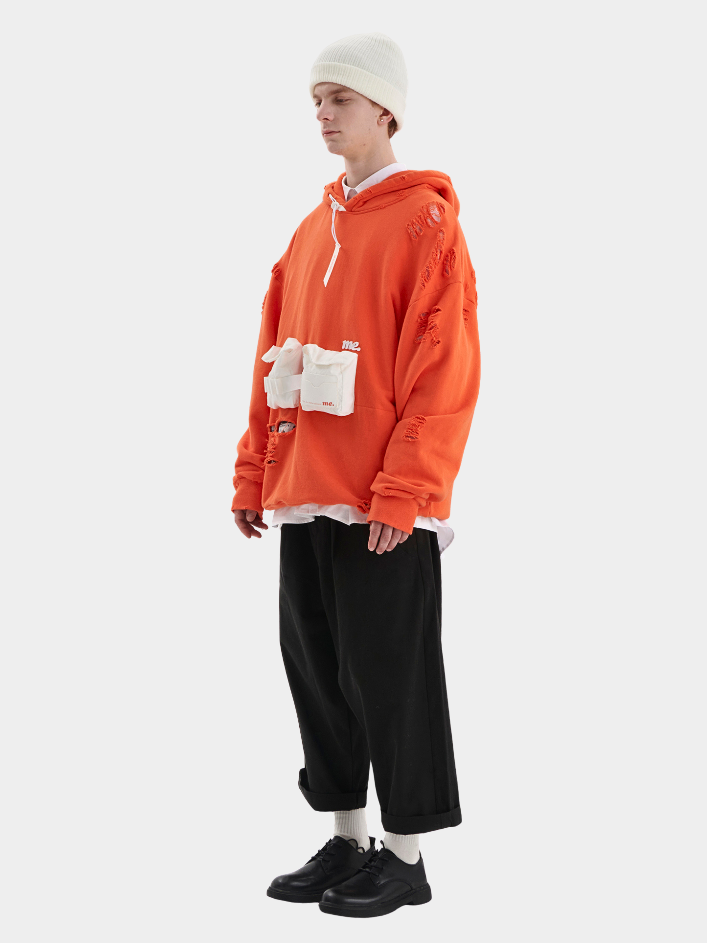 HeatLamp - Men's Washed Distressed Embroidered Pocket Hoodie