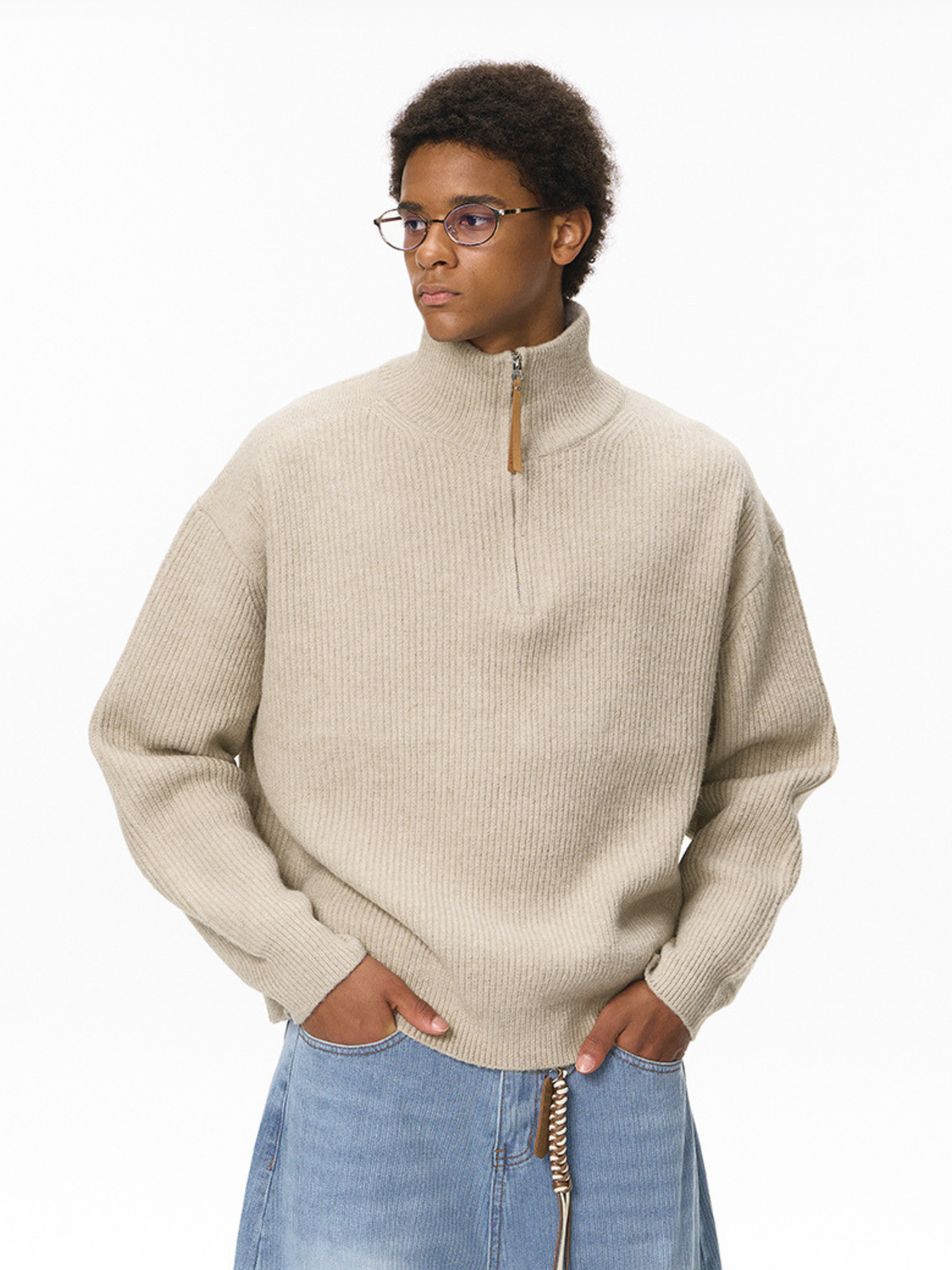 Thistle - Half-Zip High-Neck Knit Sweater