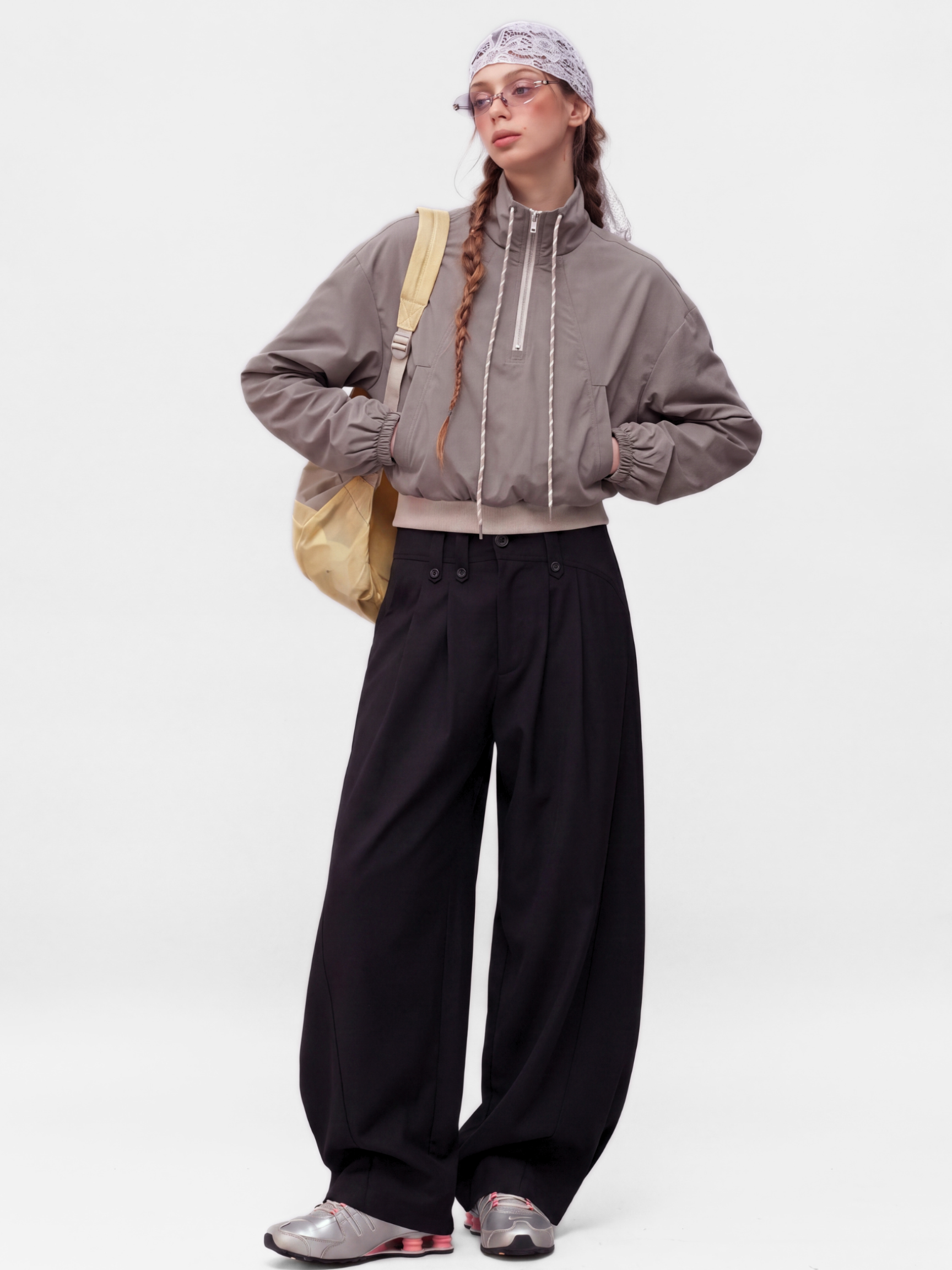 PleatCreek - Unisex Pleated Relaxed Draped Curved-Leg Pants
