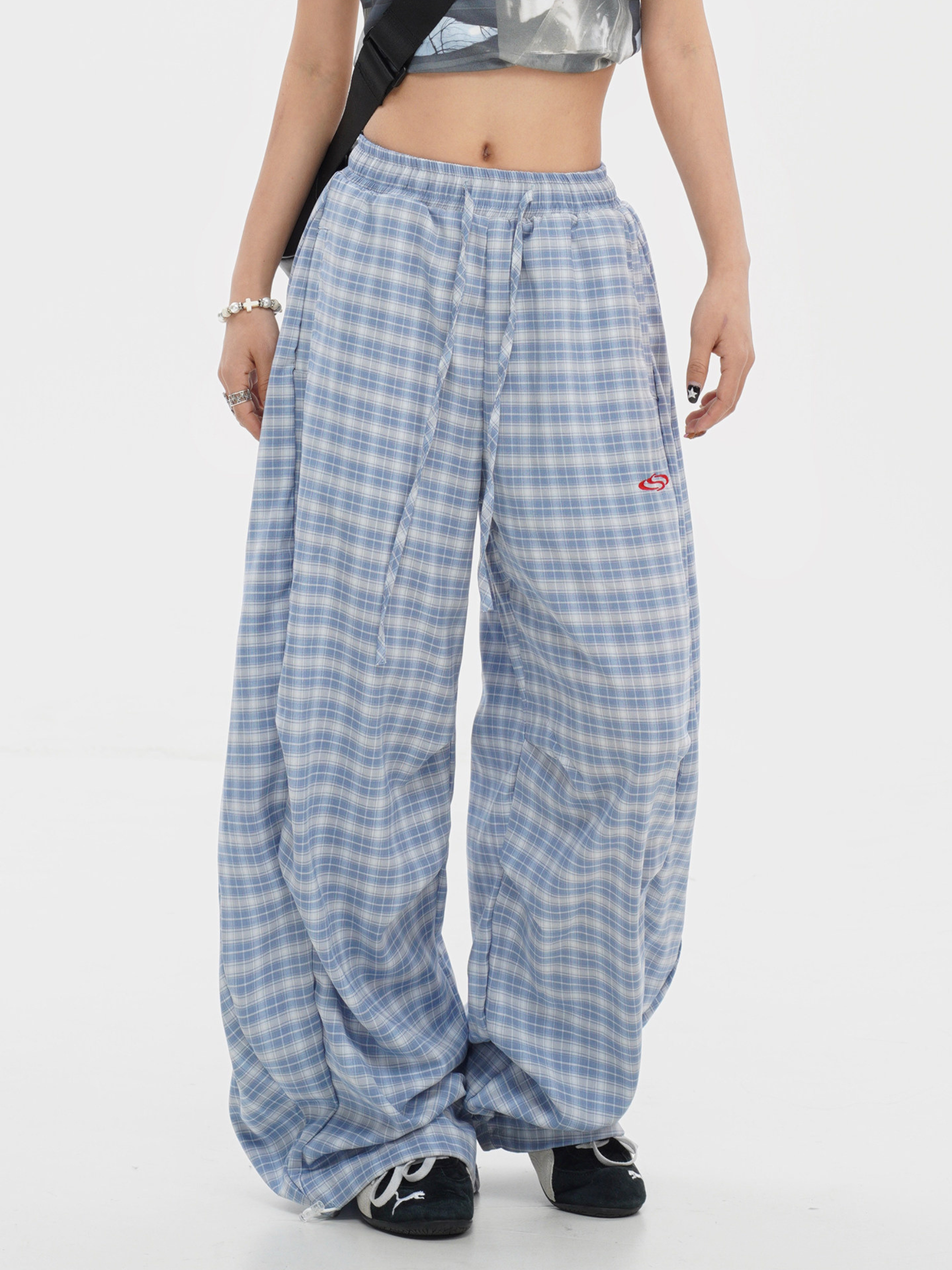 FlexMove - Women's Plaid Straight-Leg Wide-Leg Pants