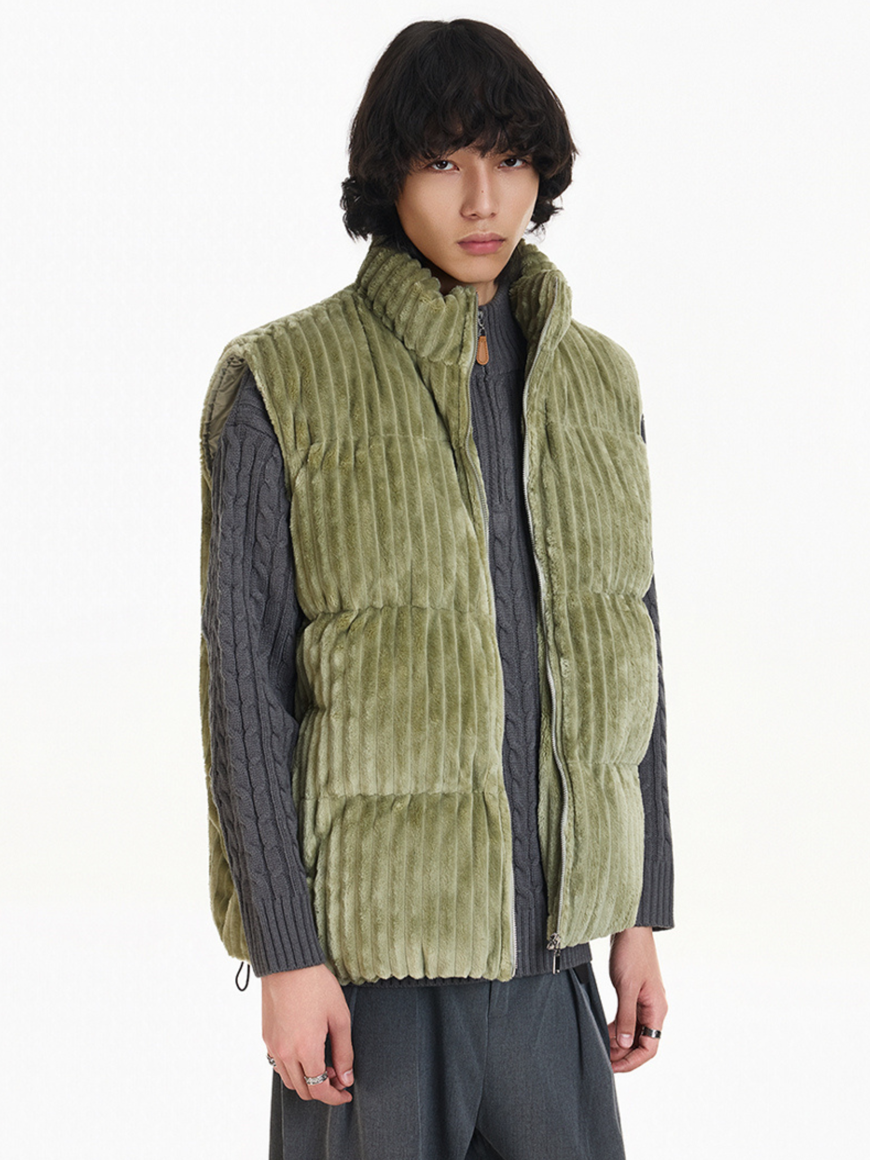 Ember - Unisex Corduroy Stand-Collar Padded Vest