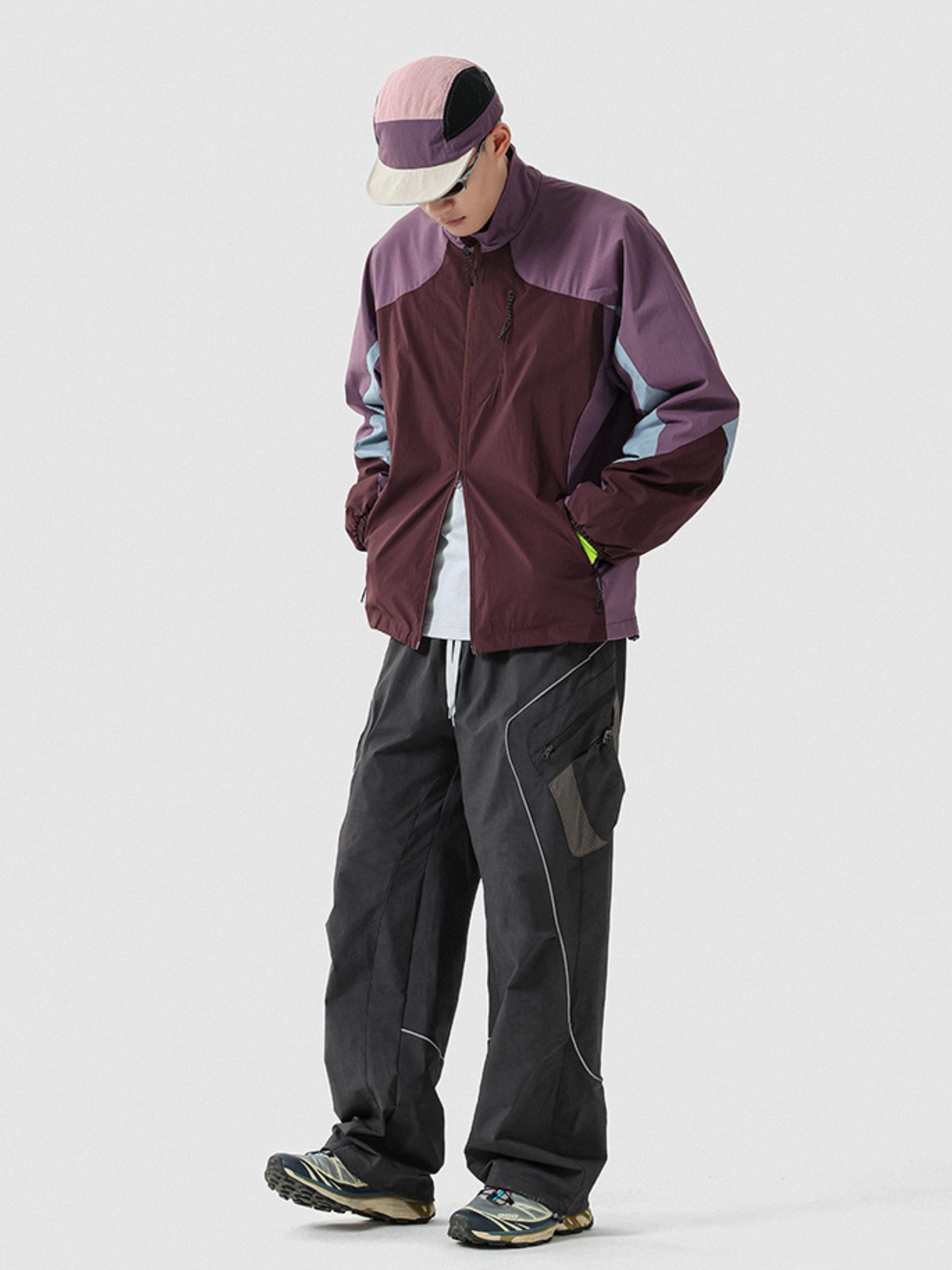 CanyonNest - Unisex Water-Repellent Colorblock Stand Collar Jacket