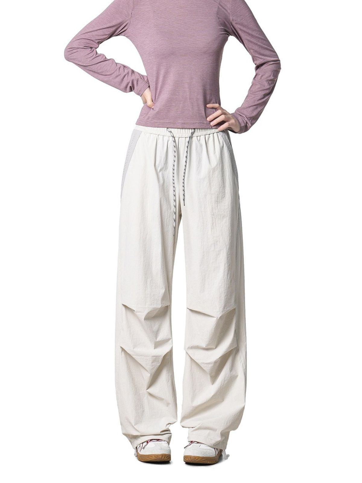 Crestwalk - Women's Geometric Cutline Pleated Paratrooper Pants