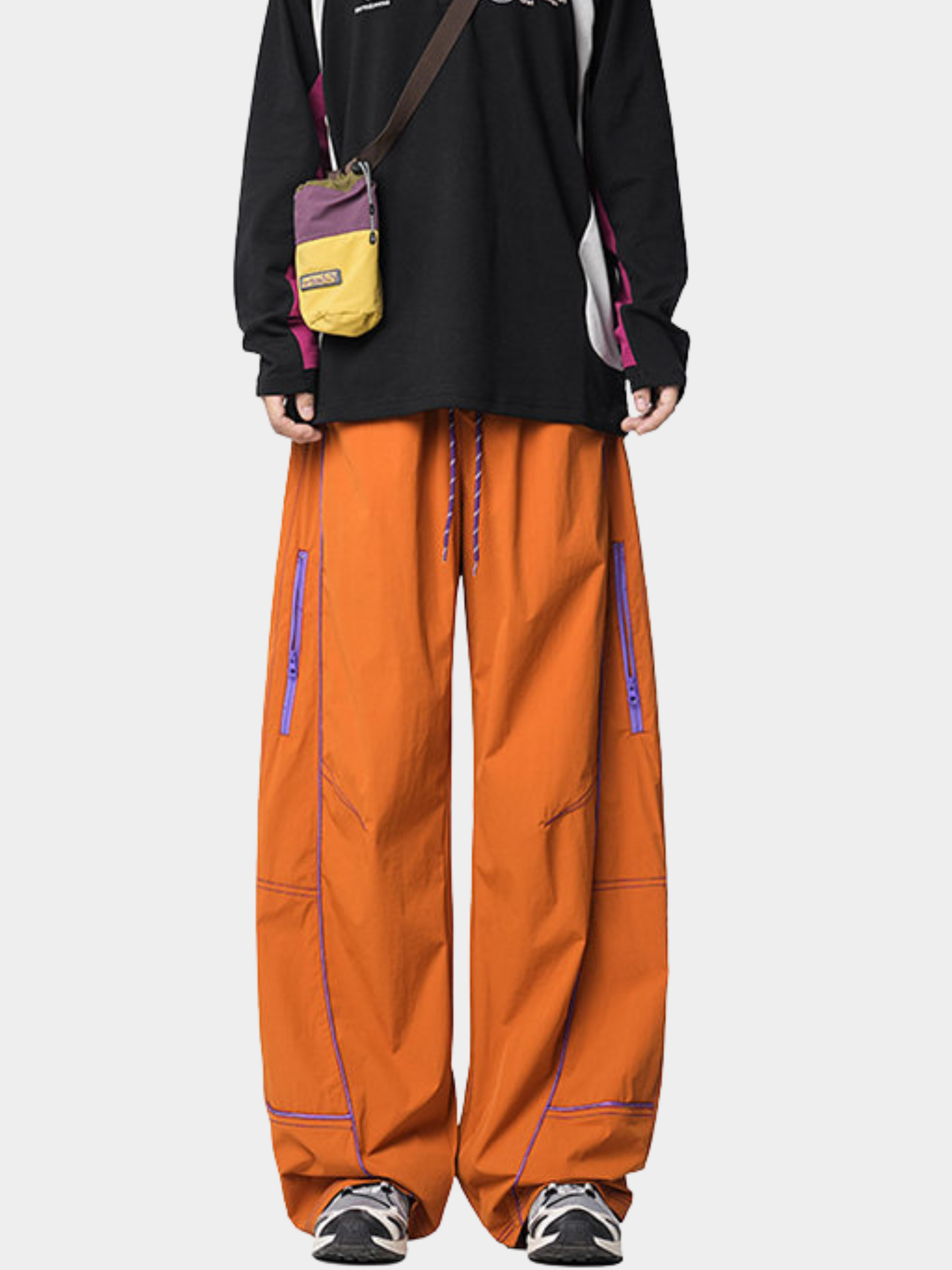FoxView - Unisex Three-Proof Colorblock Striped Curved-Cut Pants