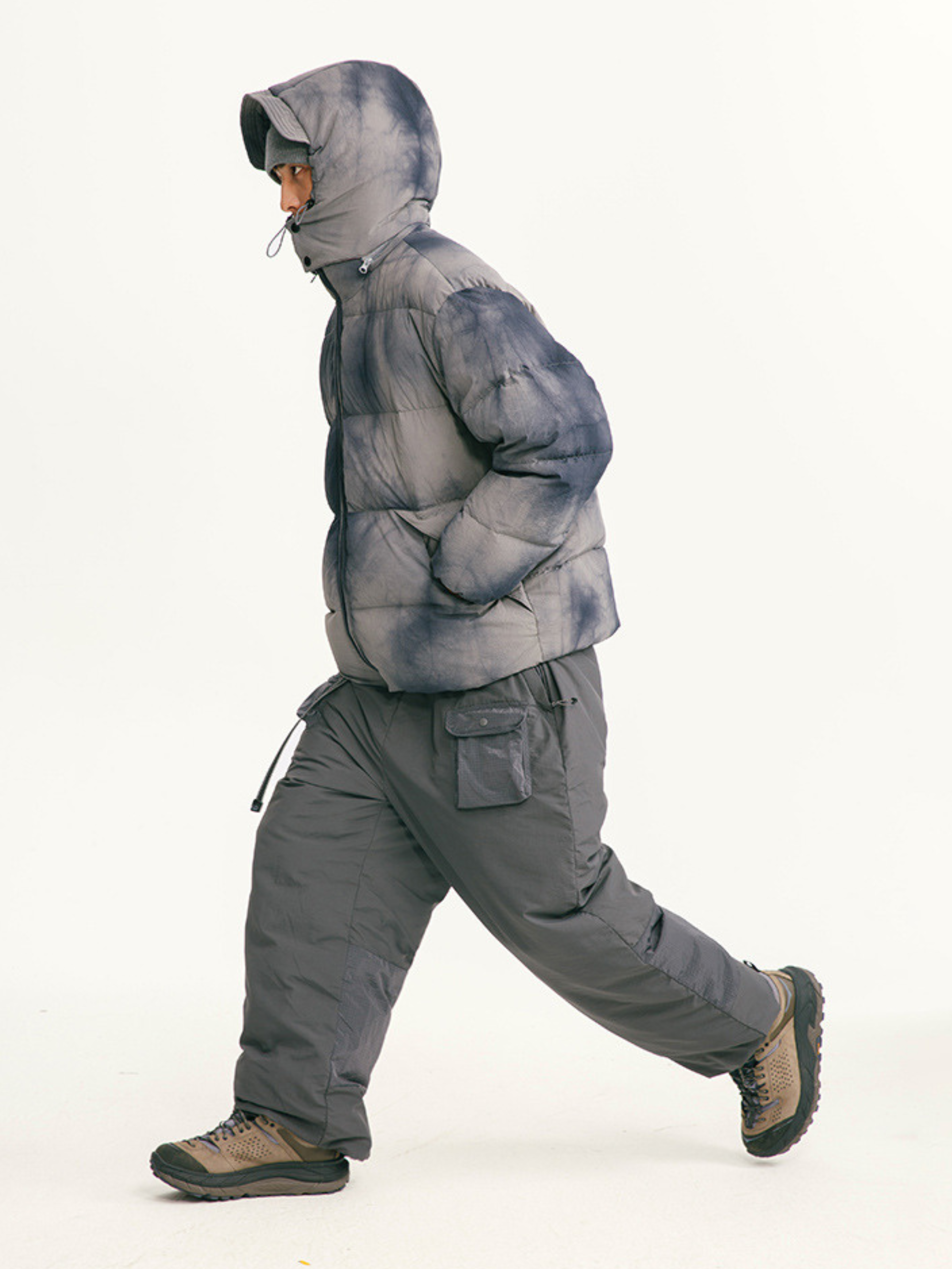 BluffTrail - Unisex 90% White Duck Down Tie-dye Detachable Hood Down Jacket GONGGAR SPORTS